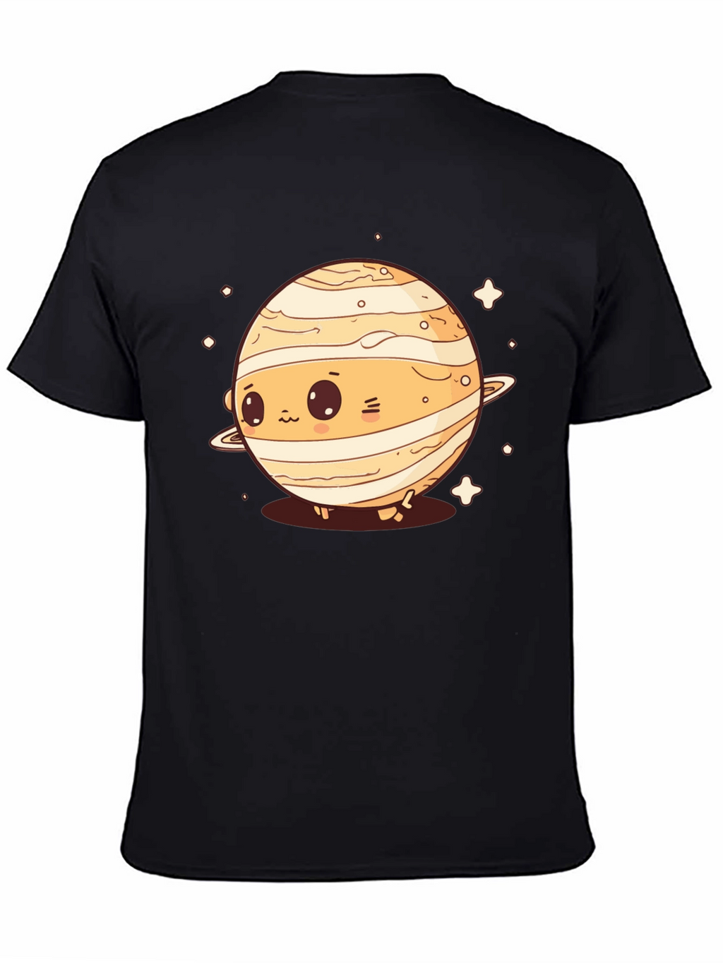 Cute Planet Saturn Graphic T-Shirt - Black