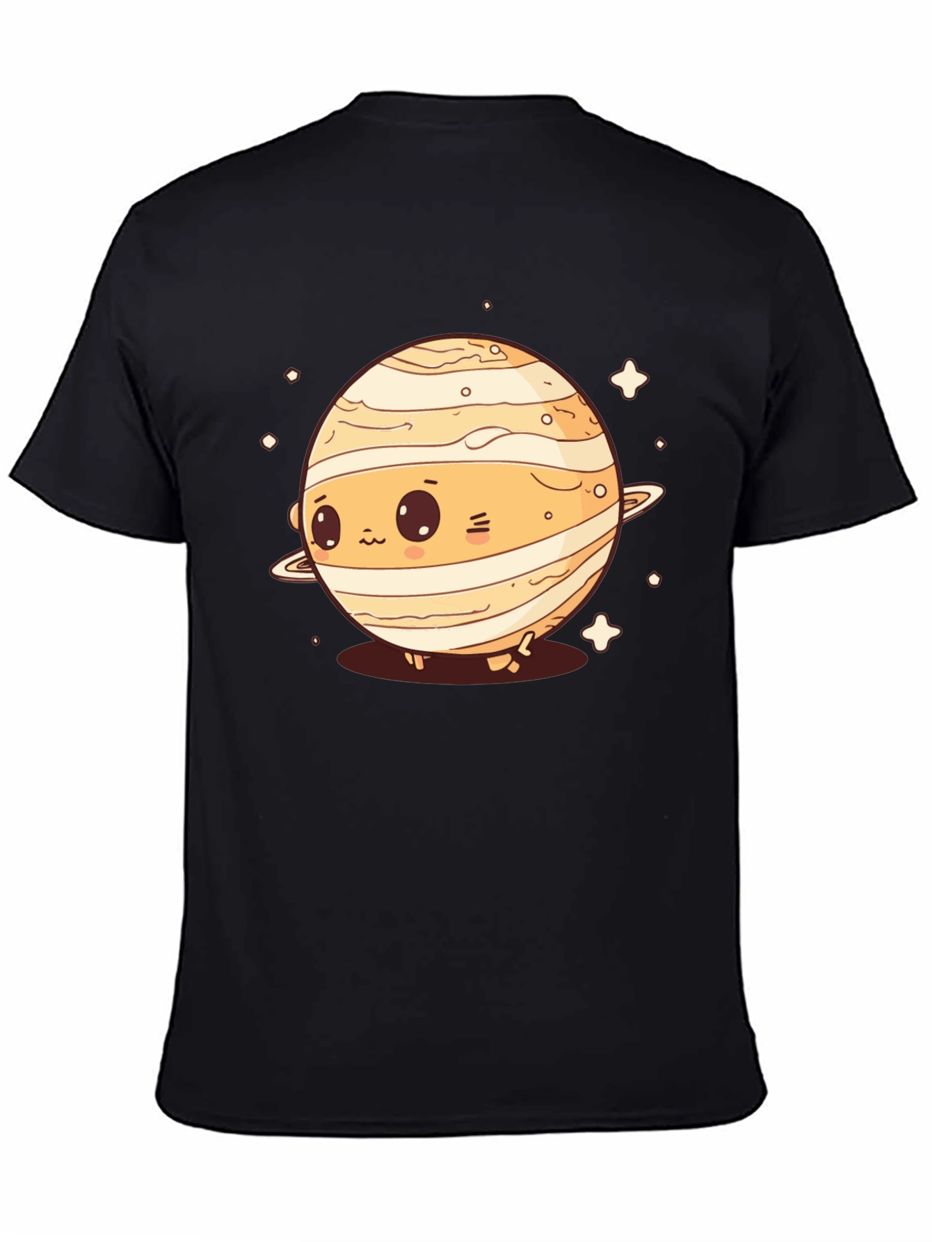 Cute Planet Saturn Graphic T-Shirt - Black