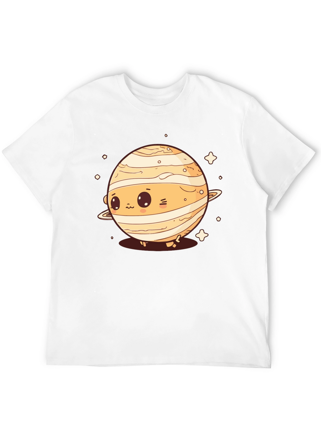 Cute Planet Saturn Graphic T-Shirt - Black