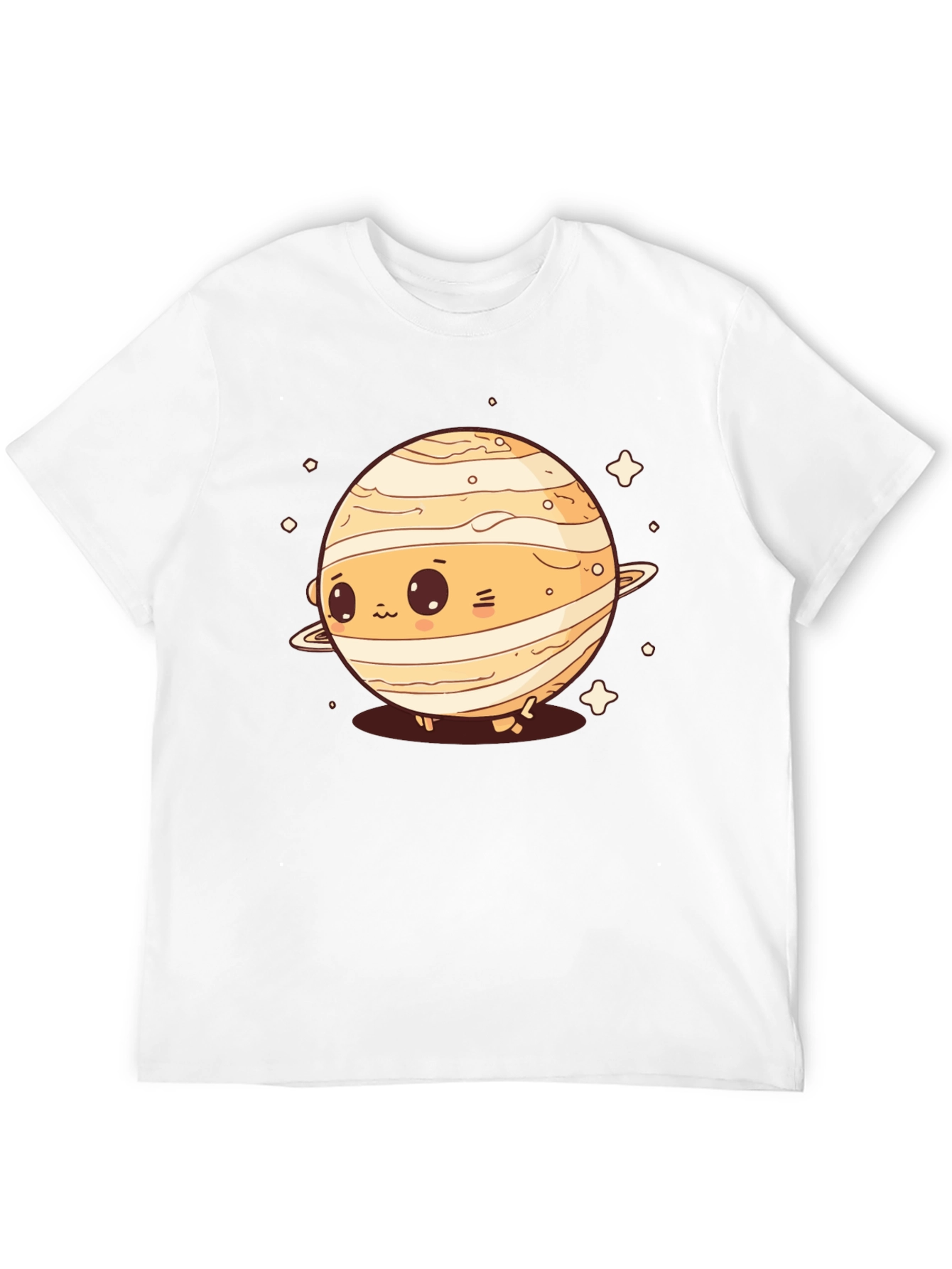 Cute Planet Saturn Graphic T-Shirt - Black