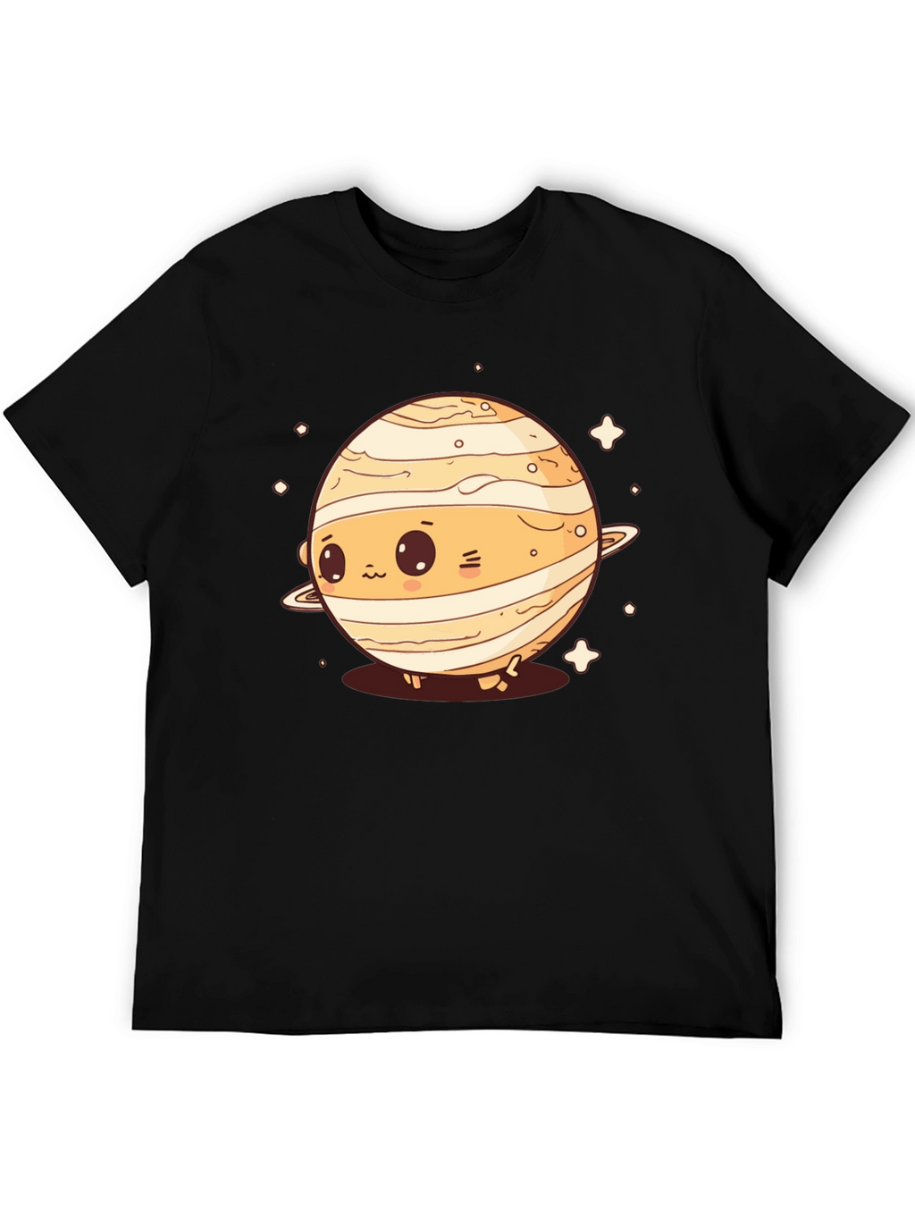Cute Planet Saturn Graphic T-Shirt - Black