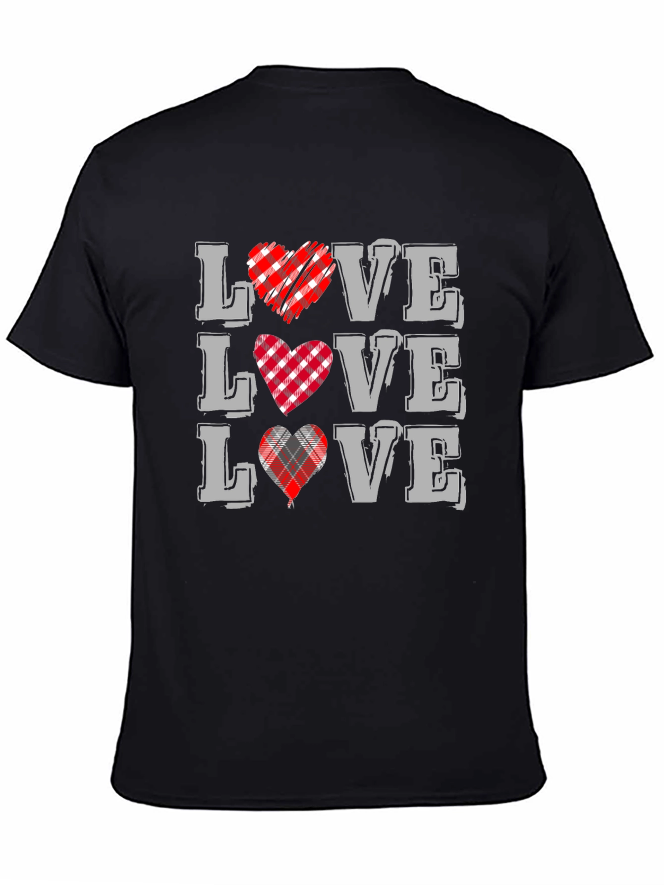Love Plaid Heart Graphic Tee - Stylish Valentines Day Shirt