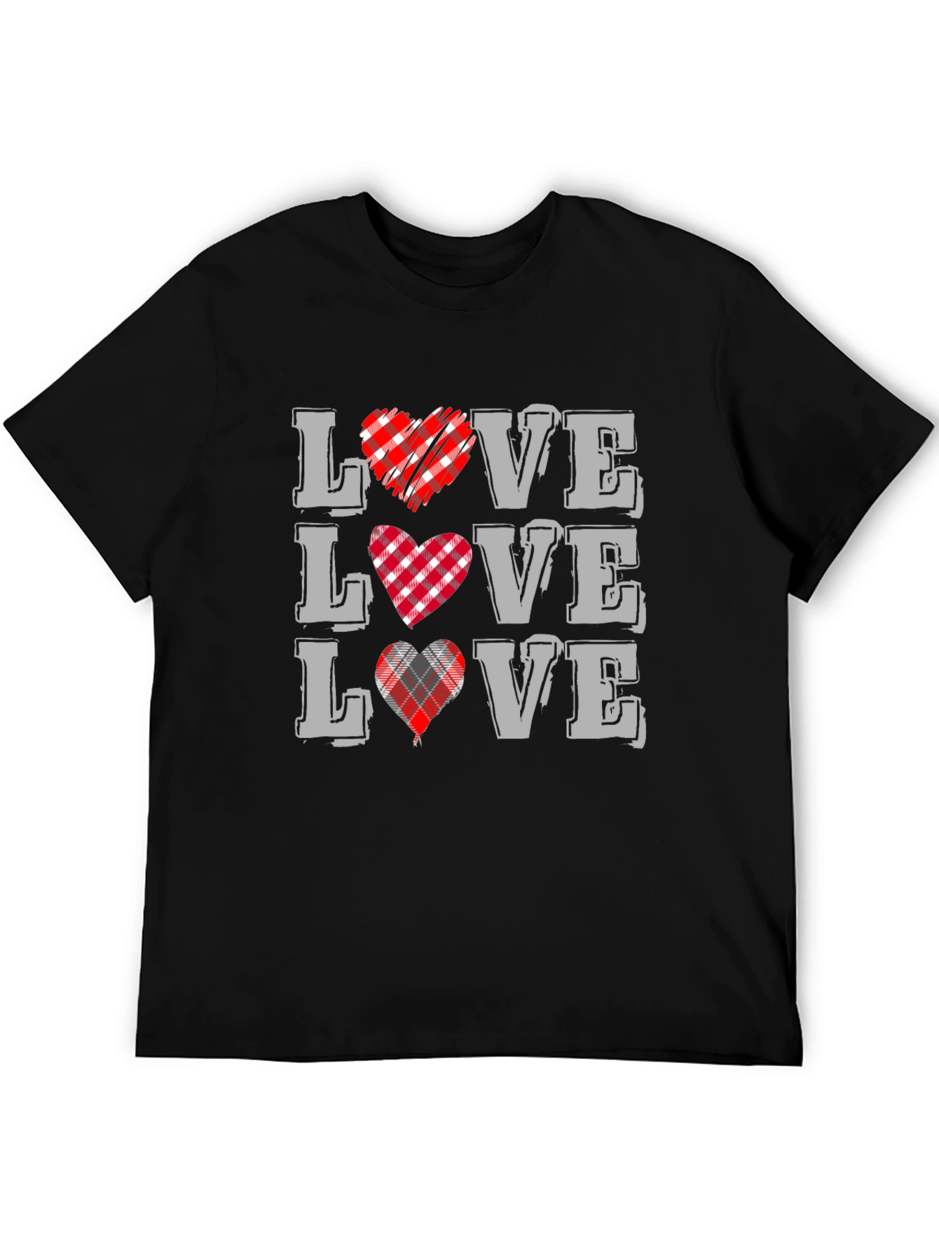 Love Plaid Heart Graphic Tee - Stylish Valentines Day Shirt