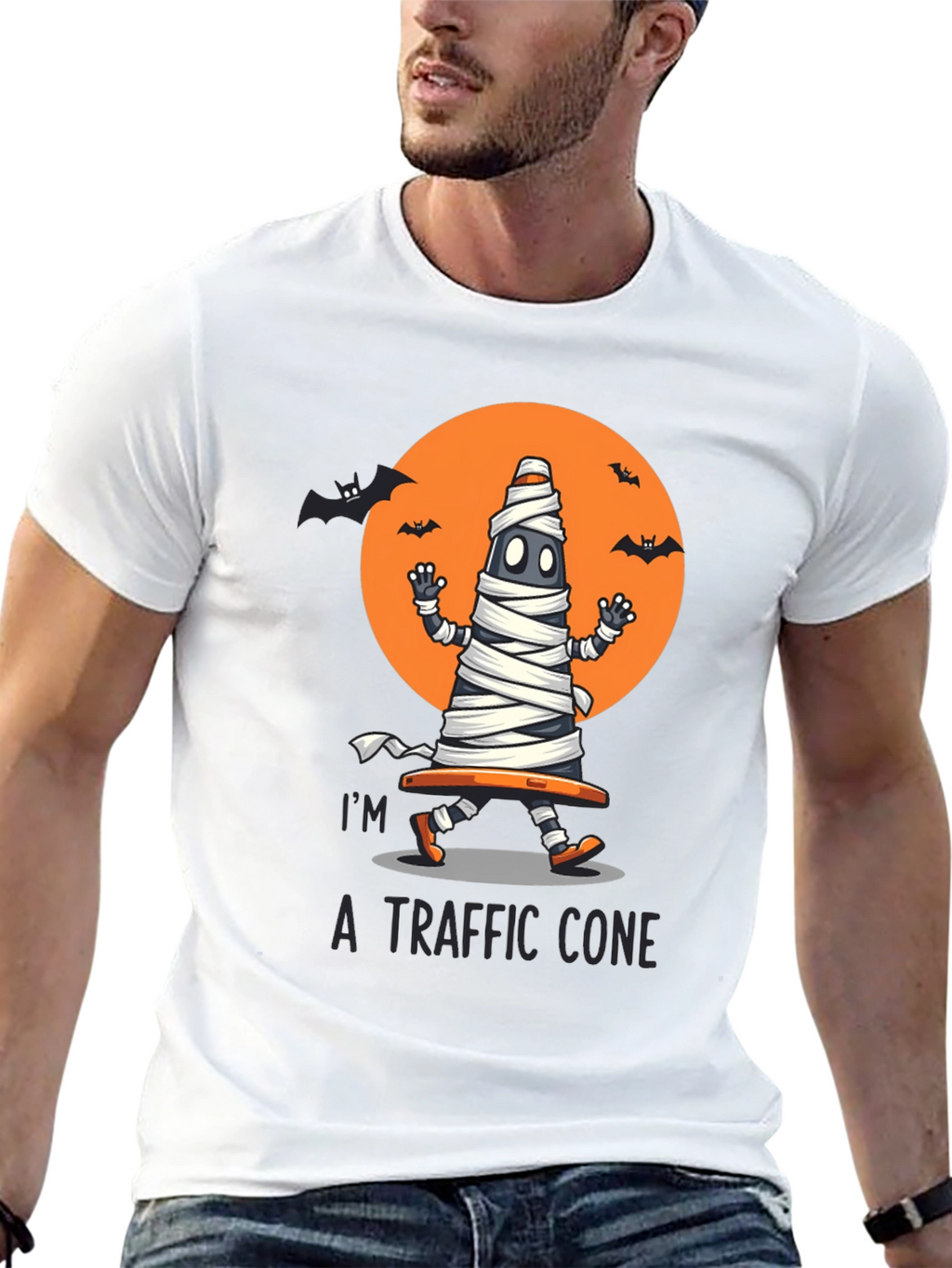 Halloween Traffic Cone Mummy T-Shirt
