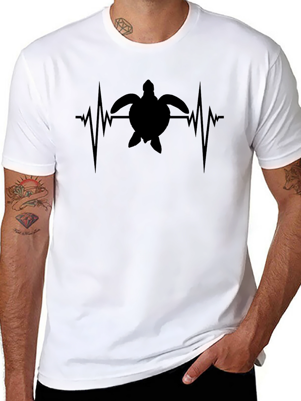 Turtle Heartbeat T-Shirt - Black Cotton Tee