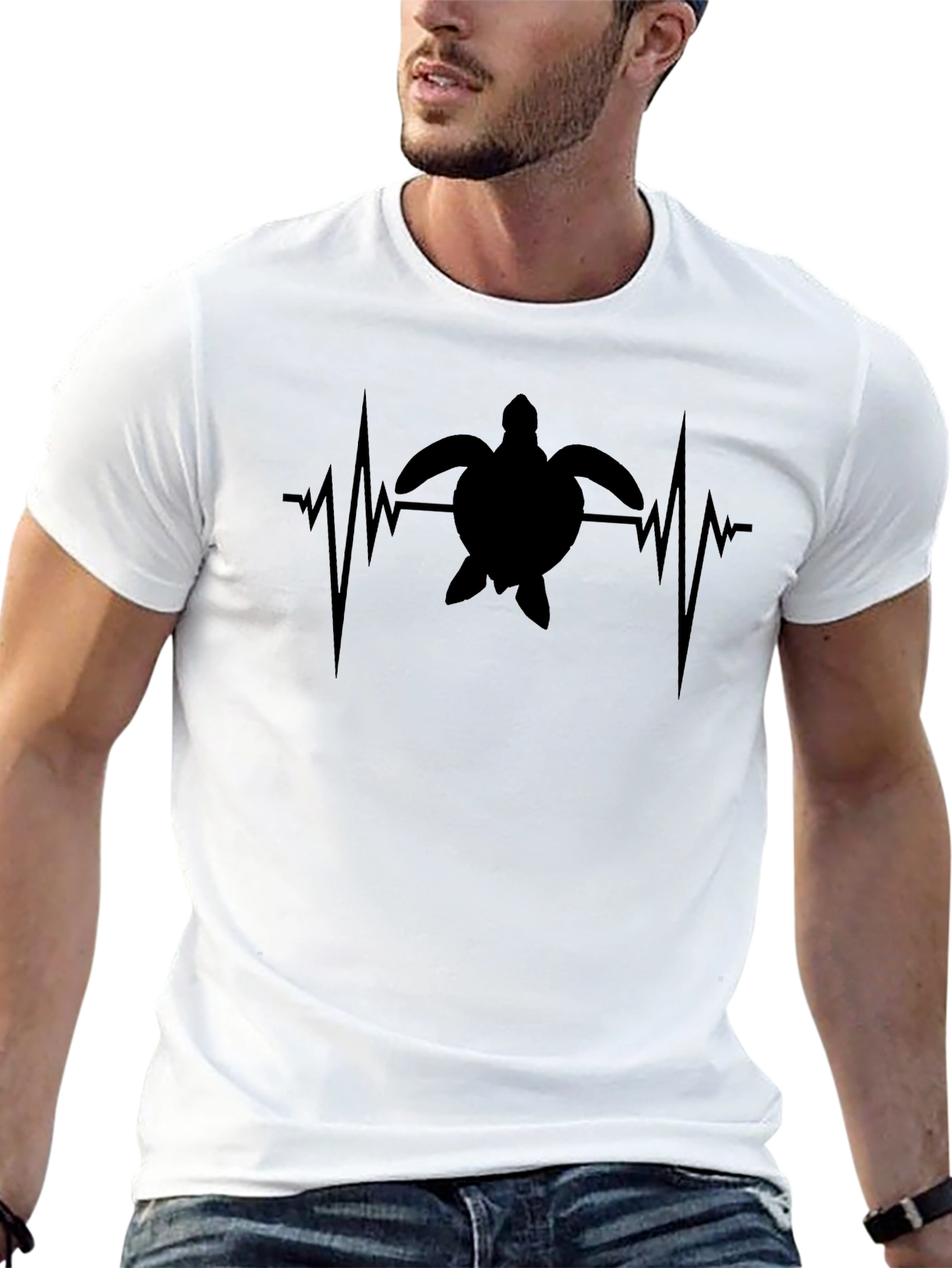Turtle Heartbeat T-Shirt - Black Cotton Tee
