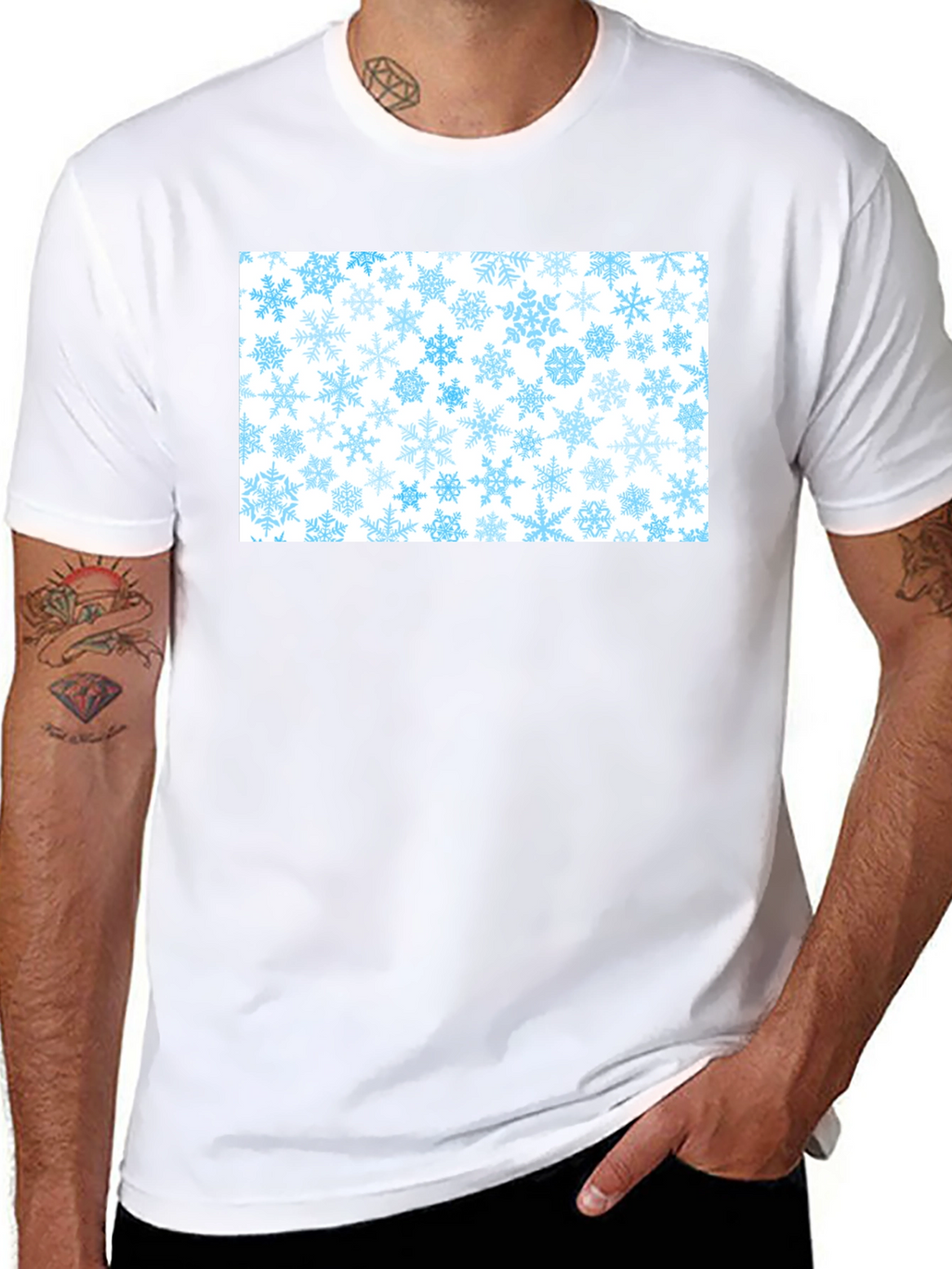 Snowflake Pattern Black T-Shirt
