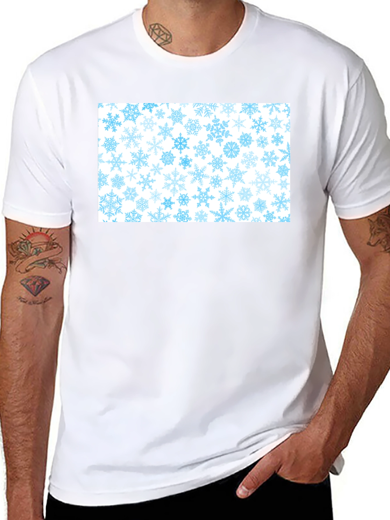 Snowflake Pattern Black T-Shirt