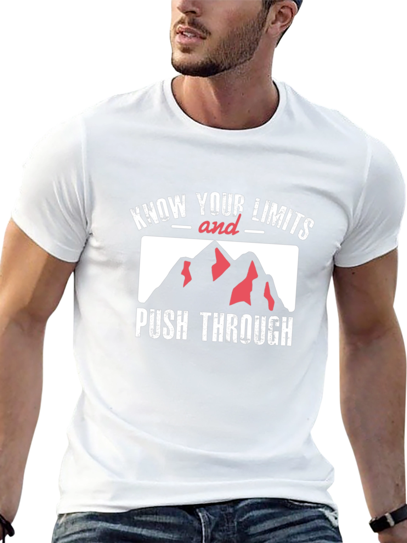 Know Your Limits T-Shirt Push Through Mountains Black