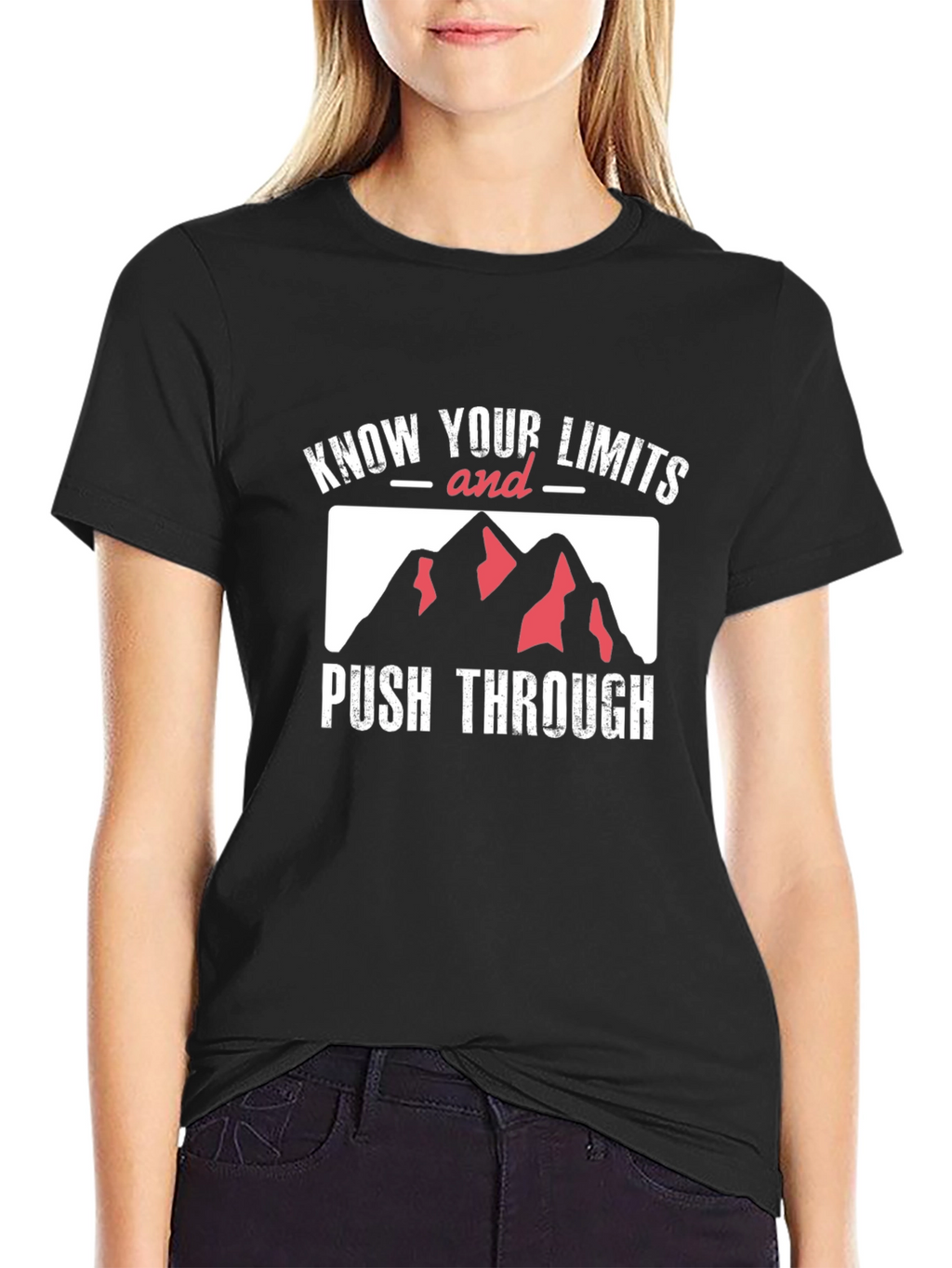 Know Your Limits T-Shirt Push Through Mountains Black