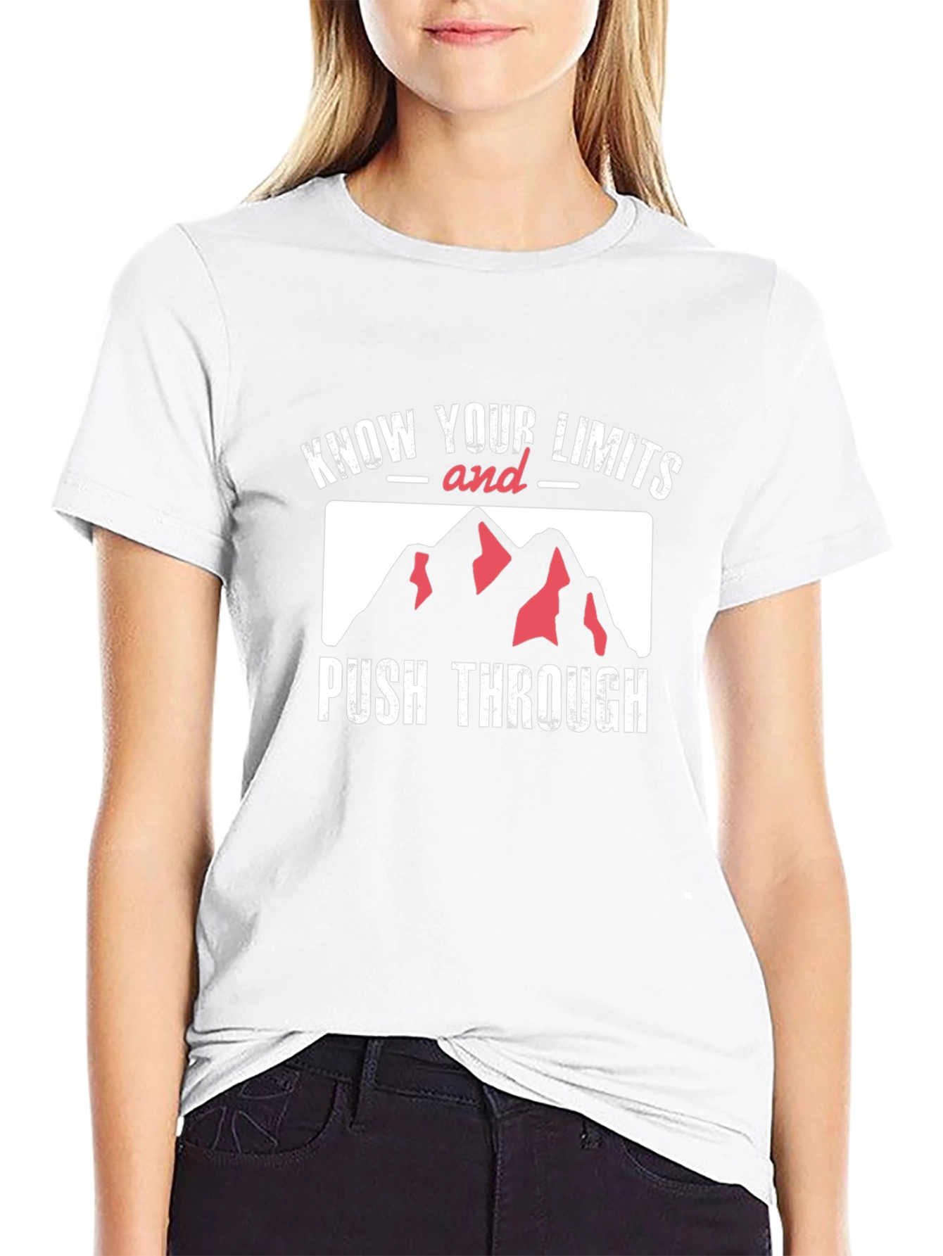 Know Your Limits T-Shirt Push Through Mountains Black