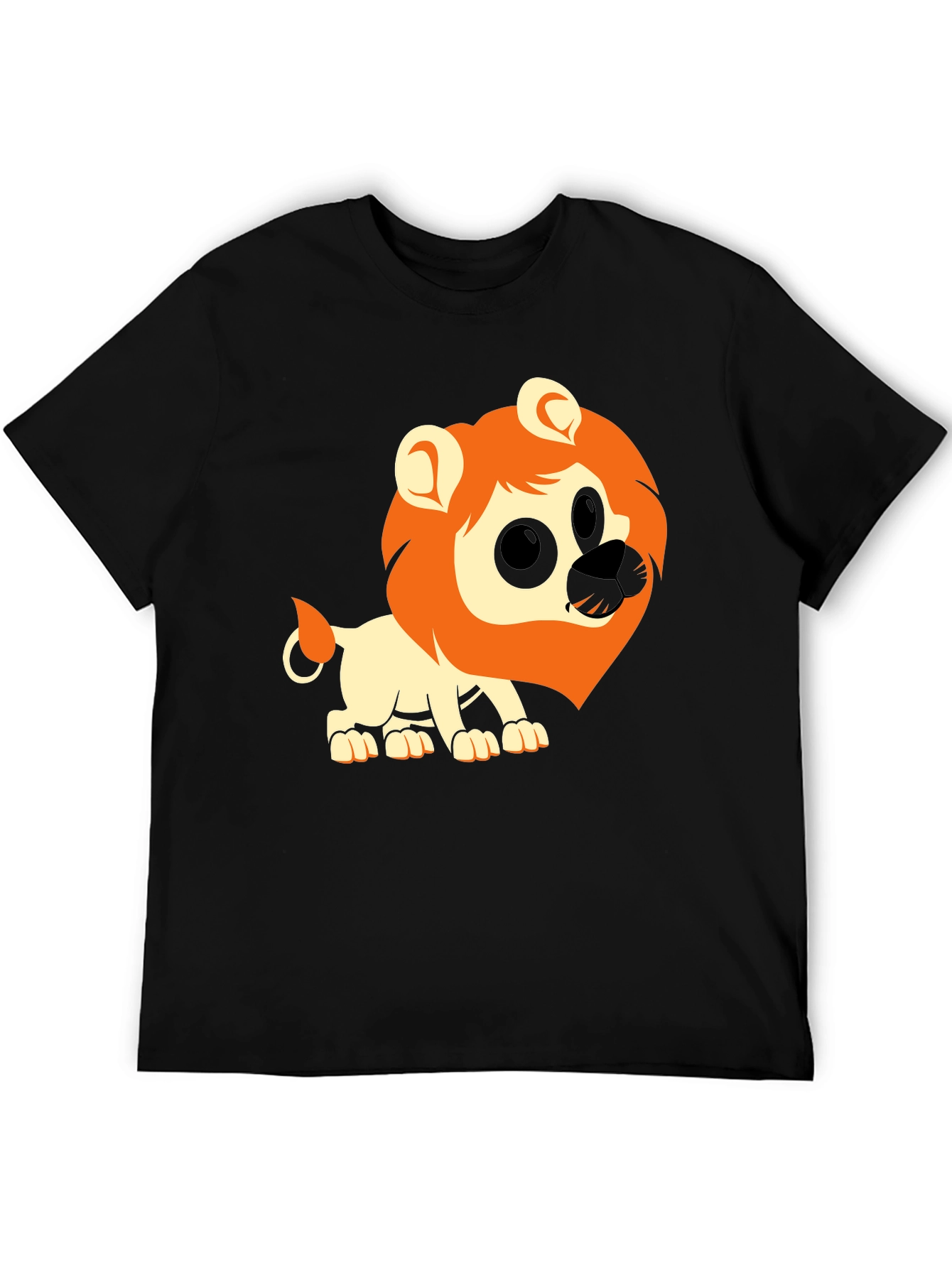 Lion Graphic Tee - Black Cotton Casual T-Shirt