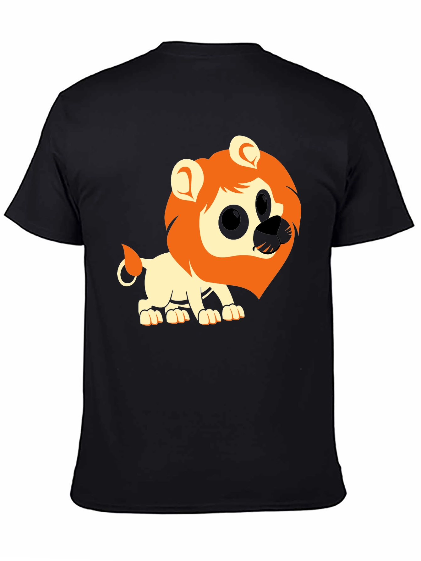 Lion Graphic Tee - Black Cotton Casual T-Shirt