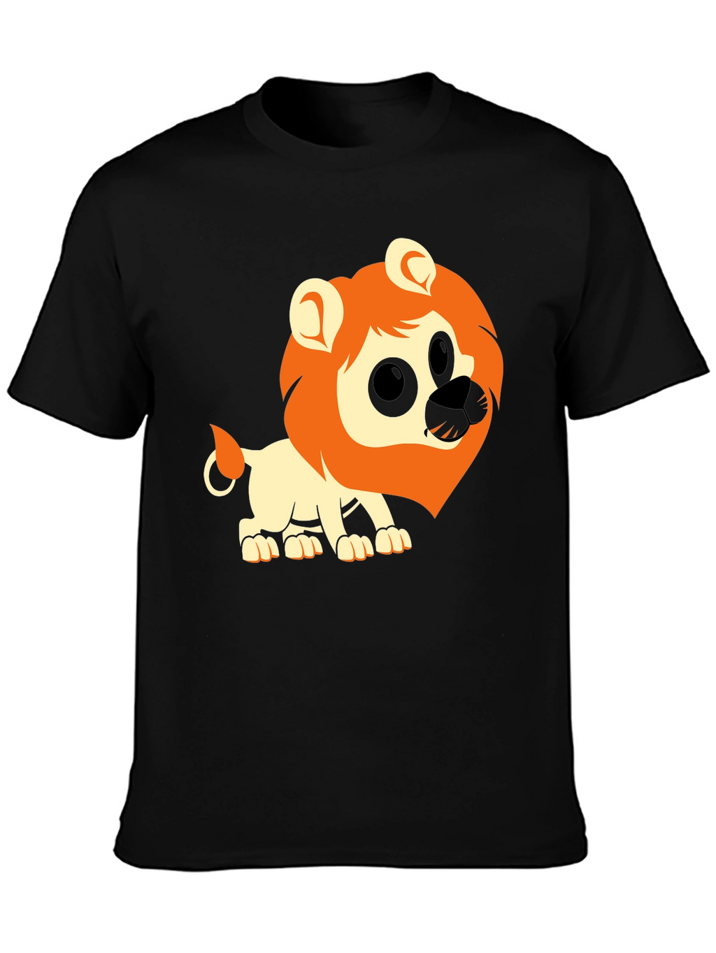 Lion Graphic Tee - Black Cotton Casual T-Shirt