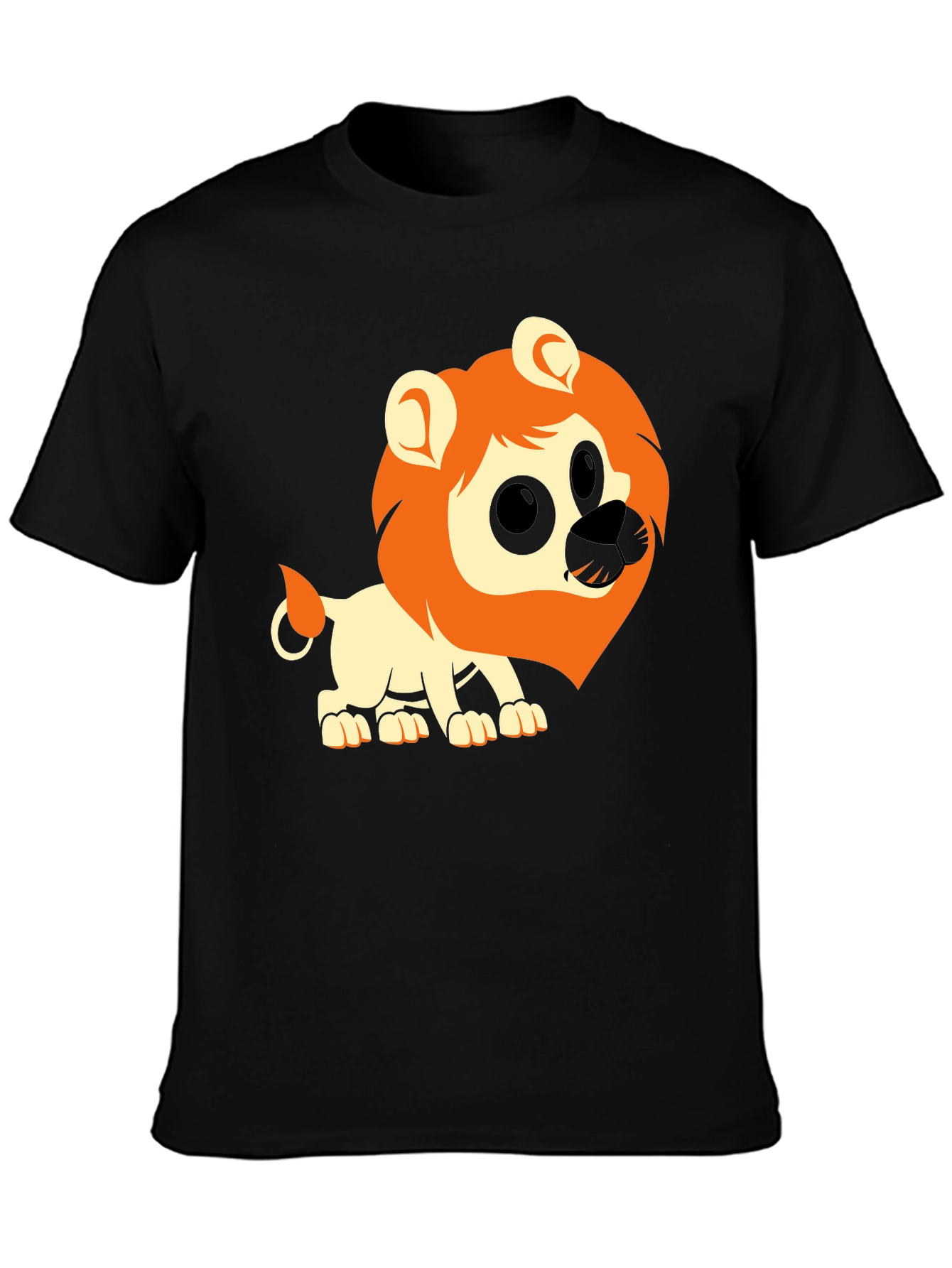 Lion Graphic Tee - Black Cotton Casual T-Shirt