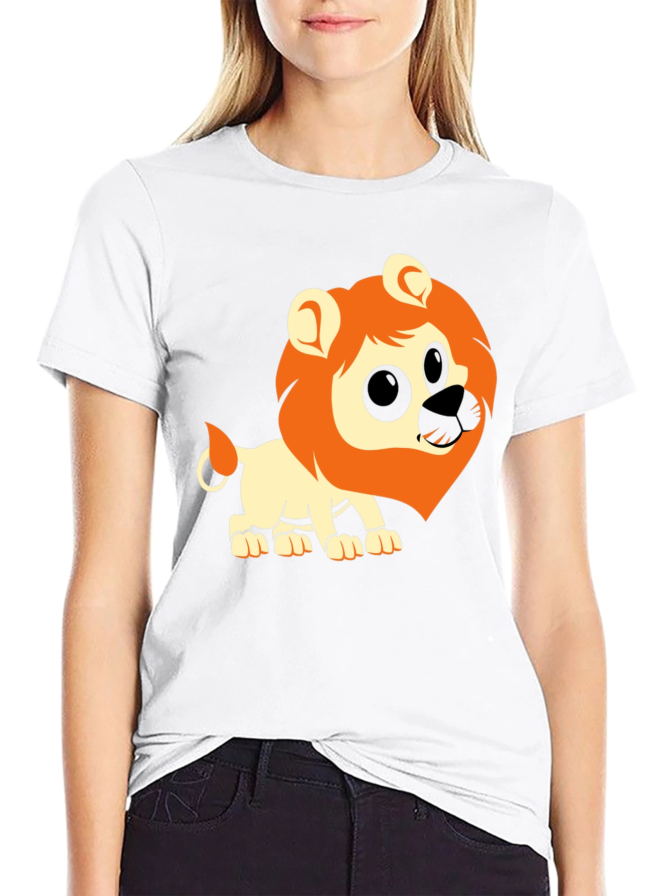 Lion Graphic Tee - Black Cotton Casual T-Shirt