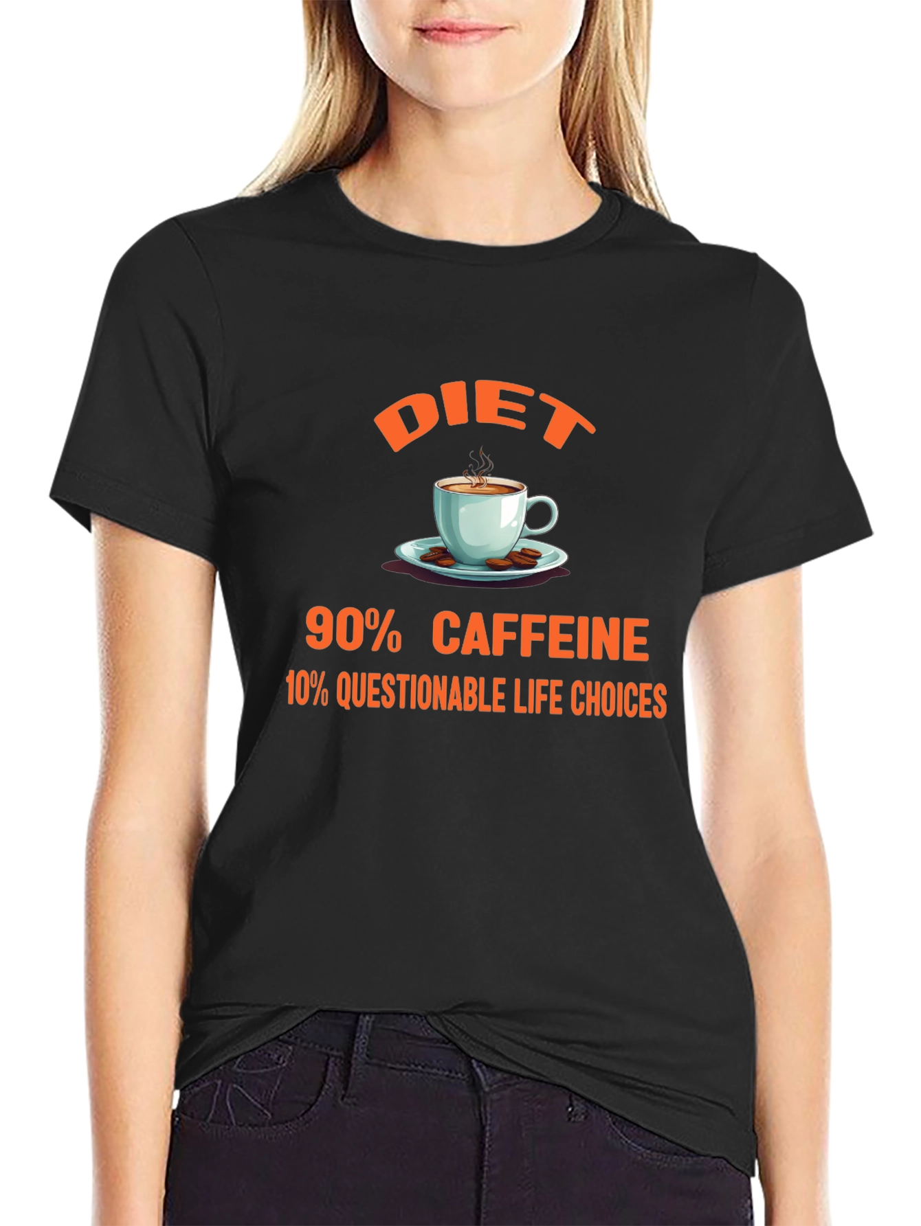 Diet 90% Caffeine Graphic Tee - Novelty Coffee Lover Shirt