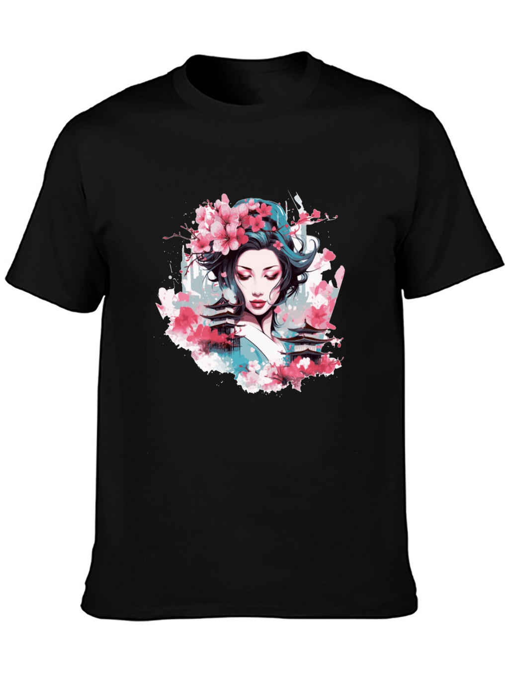 Geisha Blossom Black T-Shirt