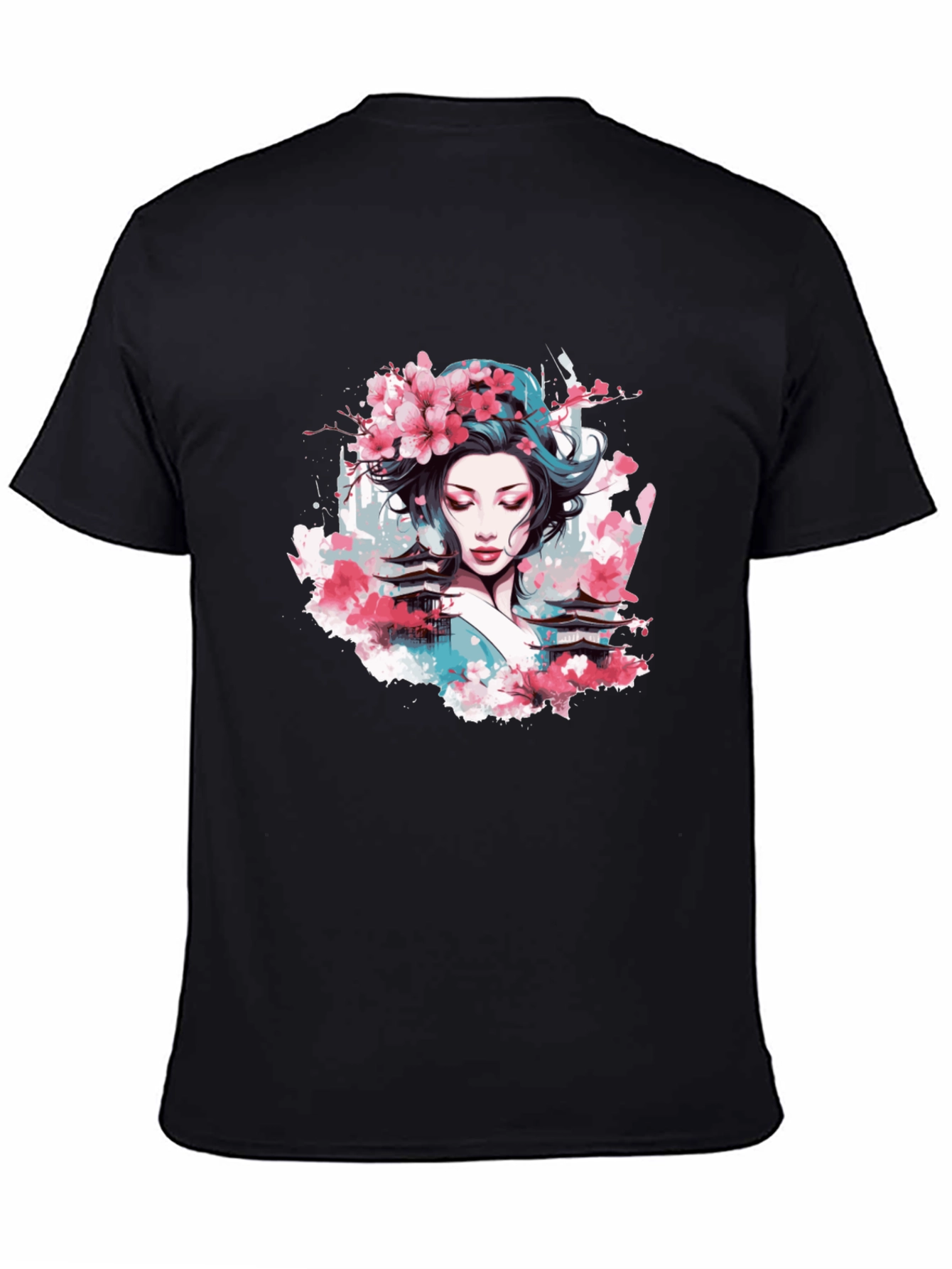 Geisha Blossom Black T-Shirt
