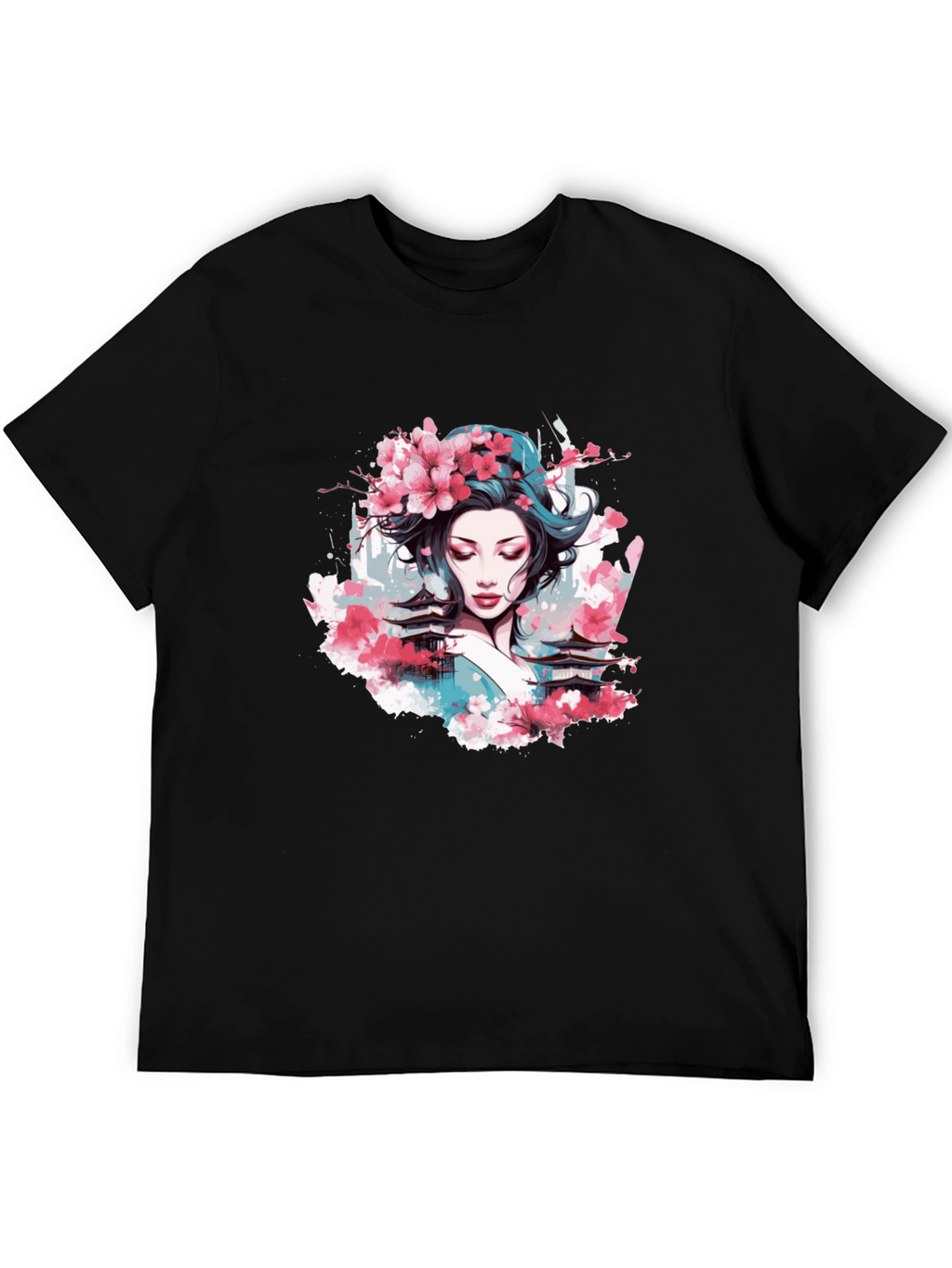 Geisha Blossom Black T-Shirt