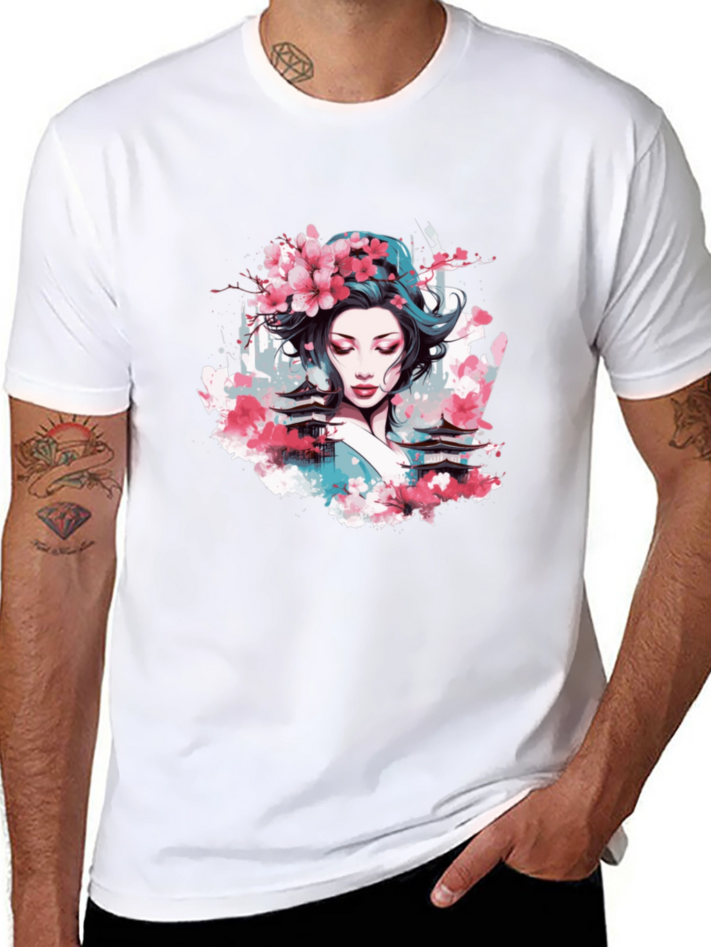 Geisha Blossom Black T-Shirt