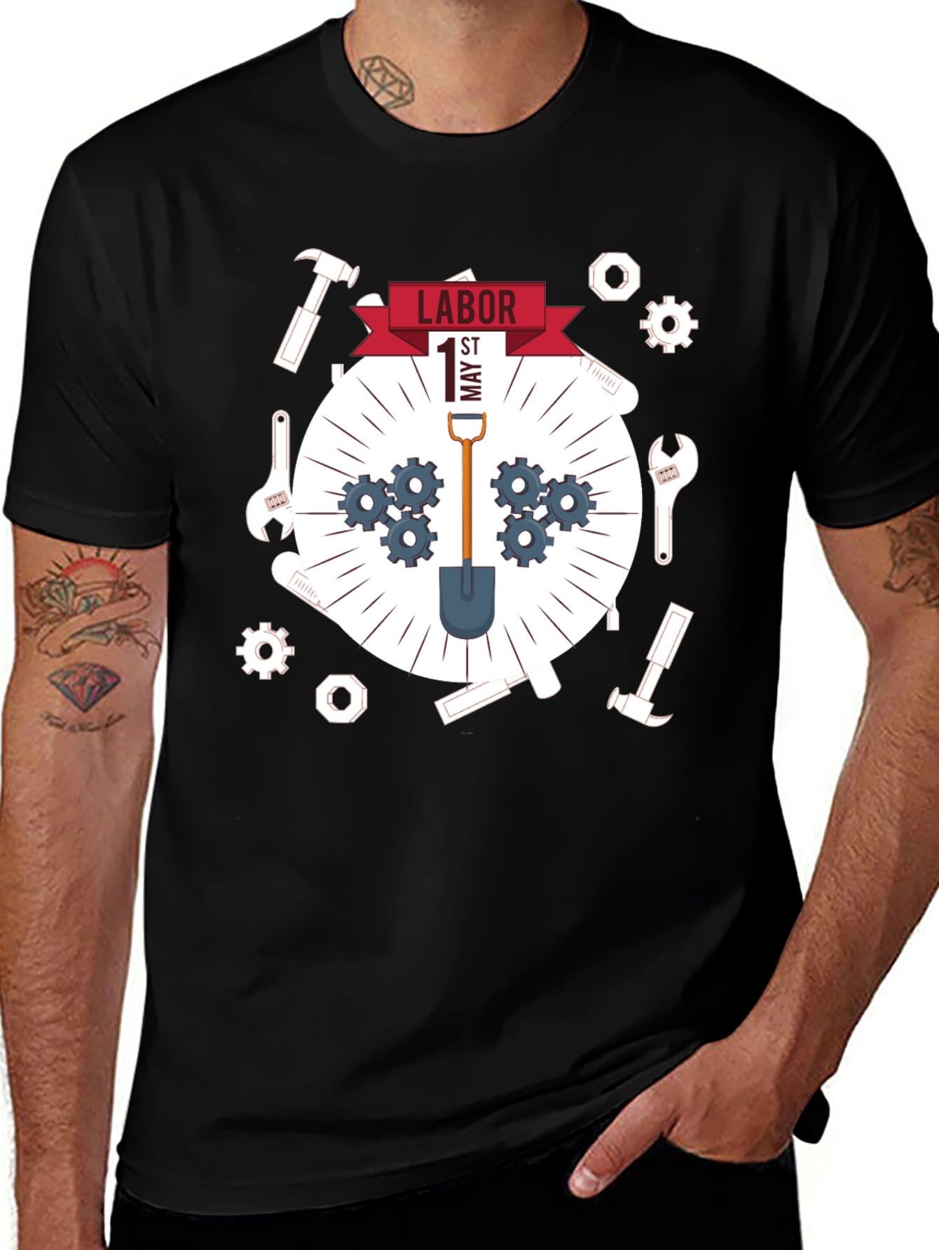 Labor Day Graphic Tee - Black Cotton Comfort