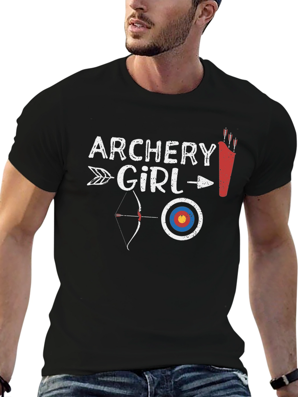Archery Girl Black Graphic Tee
