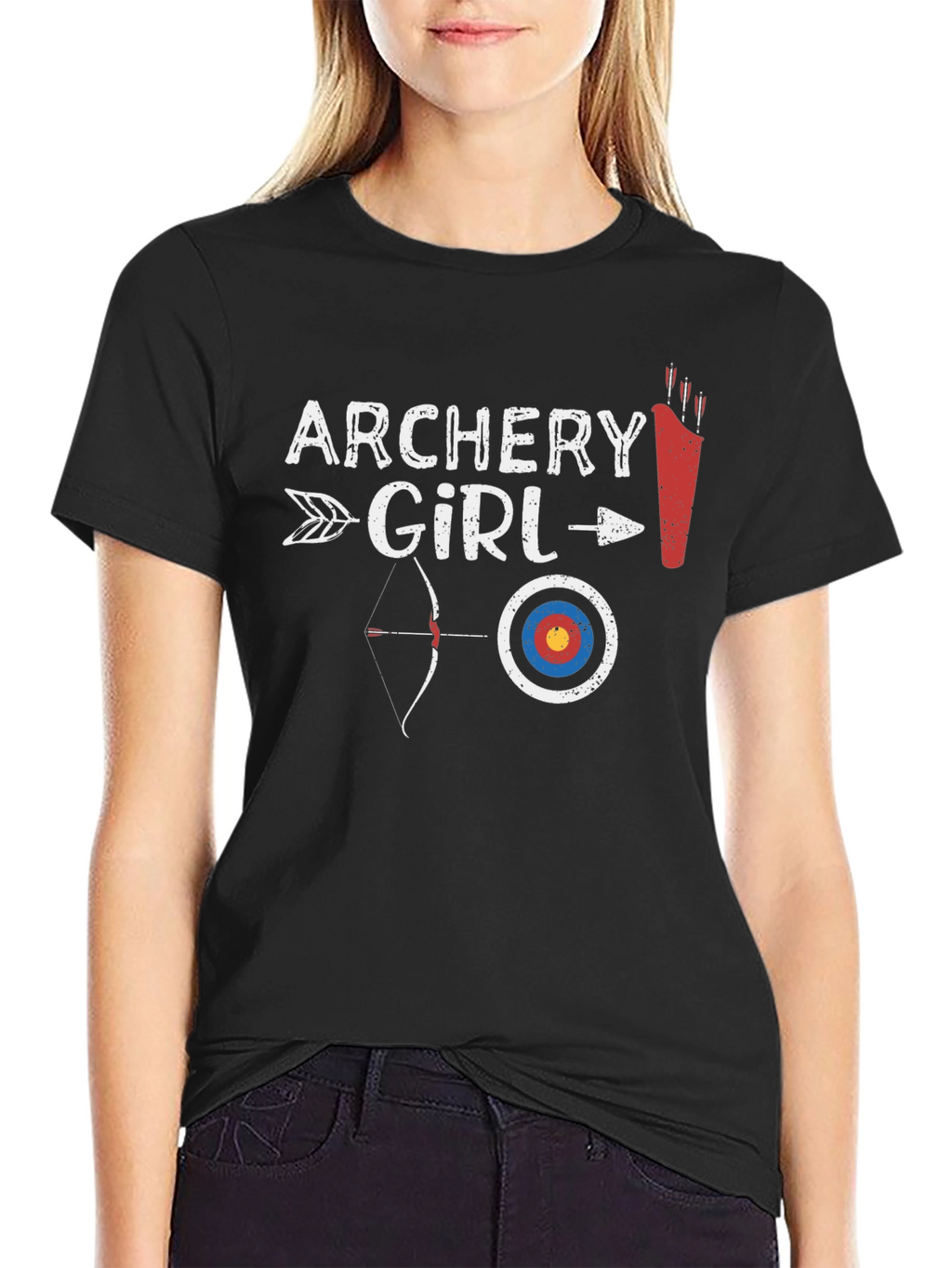 Archery Girl Black Graphic Tee