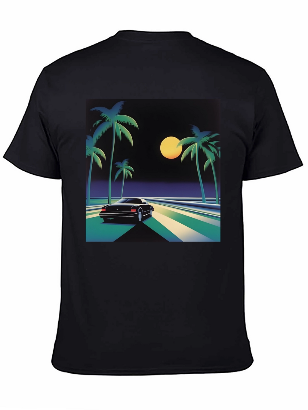 Retro Wave T-Shirt - Palm Trees & Car