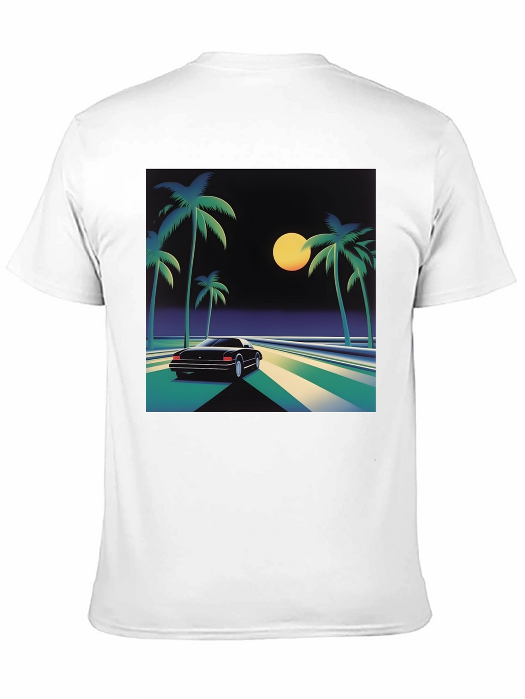 Retro Wave T-Shirt - Palm Trees & Car