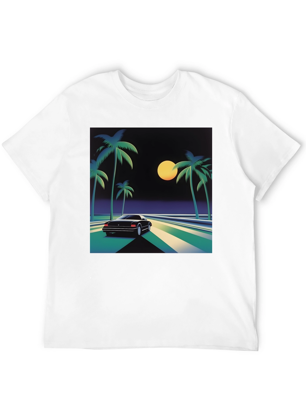 Retro Wave T-Shirt - Palm Trees & Car