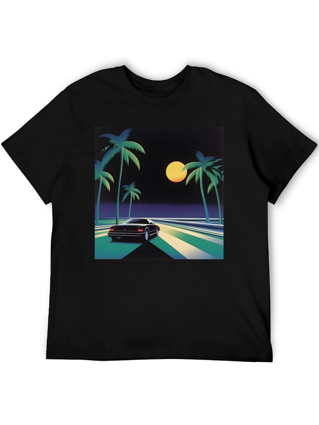 Retro Wave T-Shirt - Palm Trees & Car