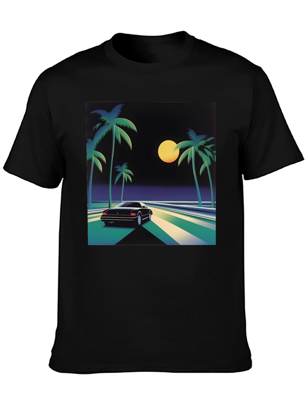 Retro Wave T-Shirt - Palm Trees & Car