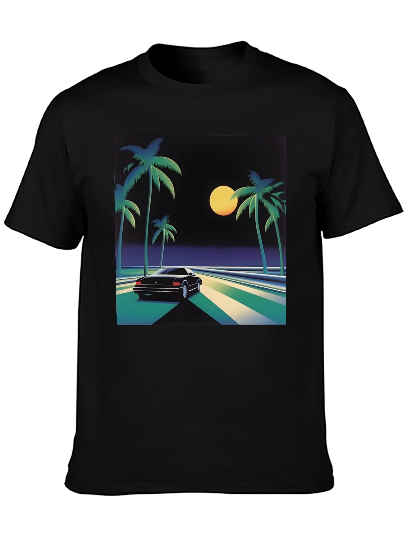 Retro Wave T-Shirt - Palm Trees & Car