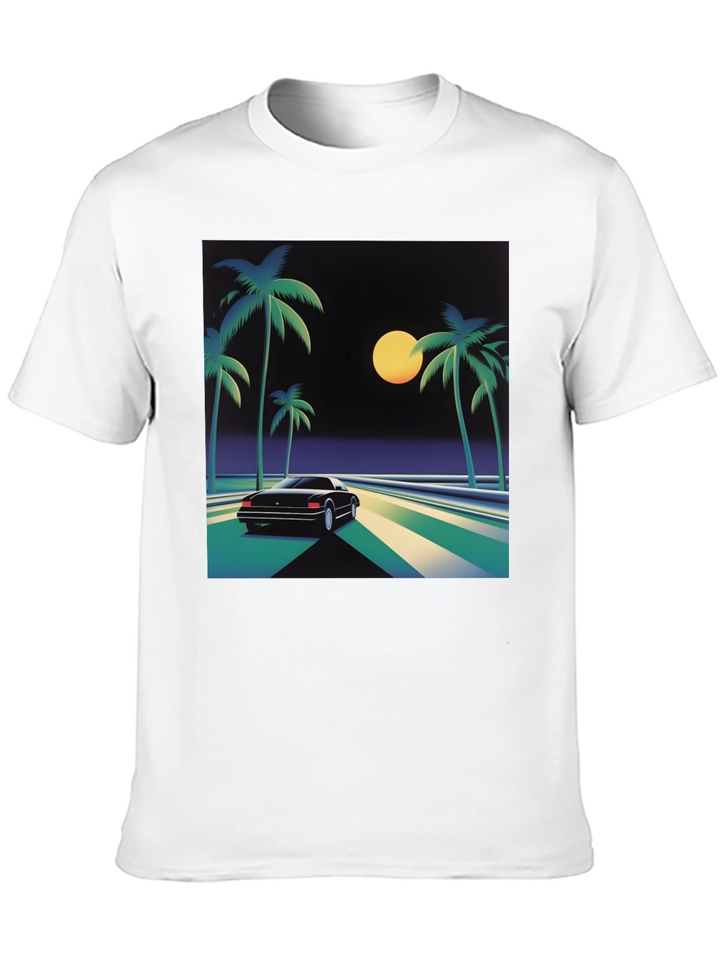 Retro Wave T-Shirt - Palm Trees & Car