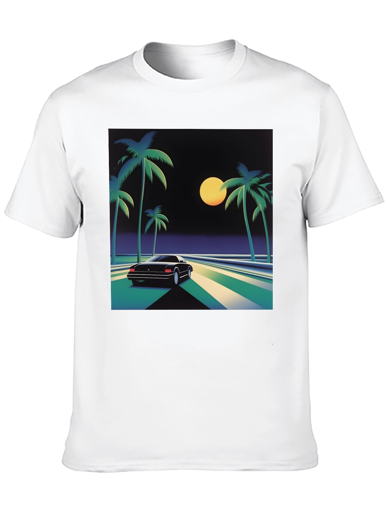 Retro Wave T-Shirt - Palm Trees & Car
