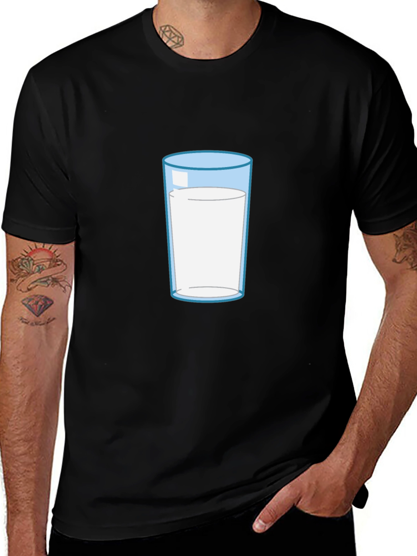 Glass of Milk Graphic Tee - Soft Black Cotton Blend