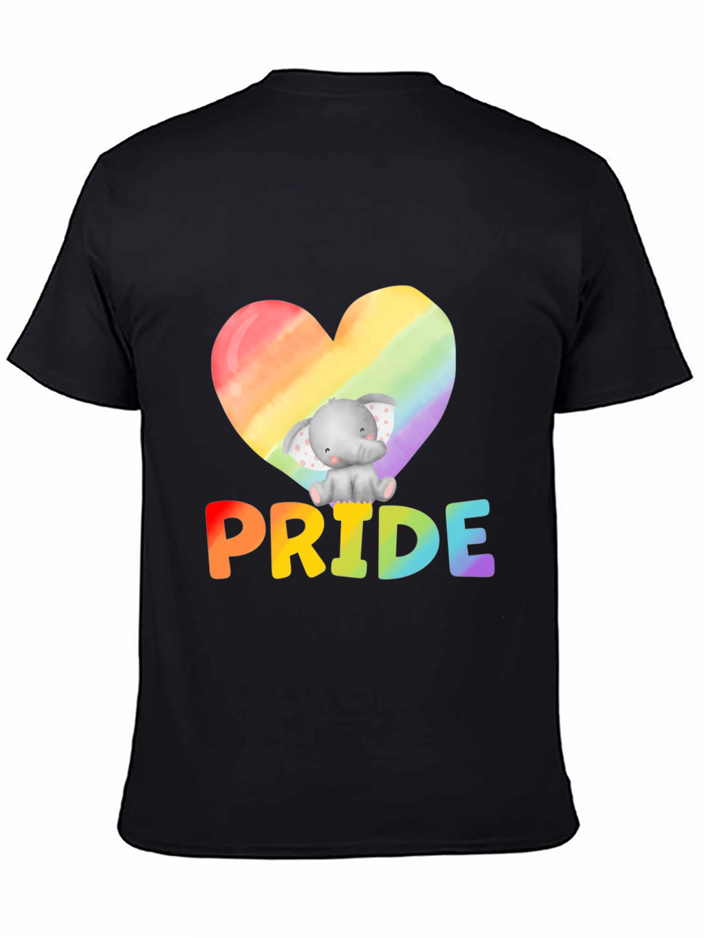 Pride Elephant Heart Graphic Tee - Black