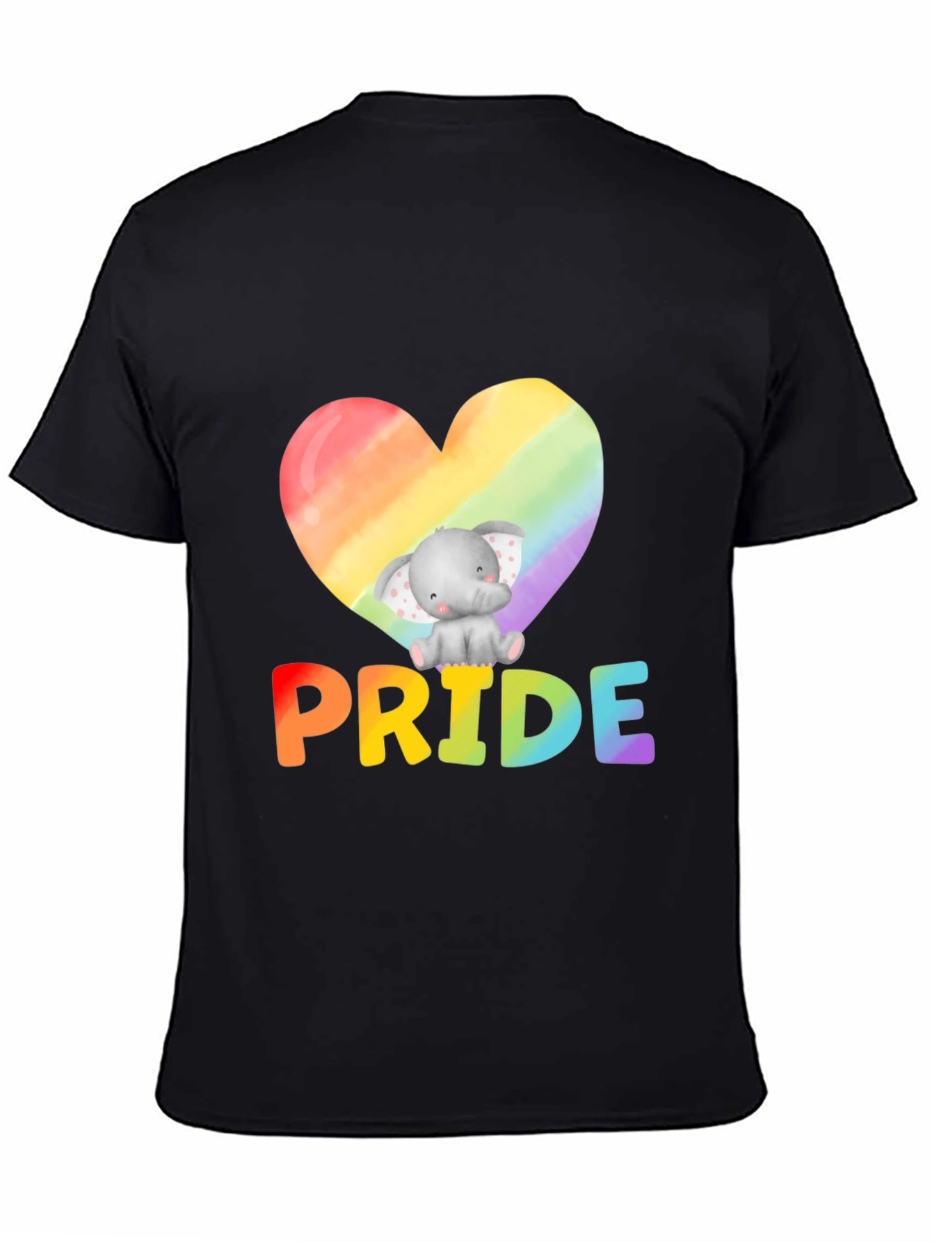 Pride Elephant Heart Graphic Tee - Black