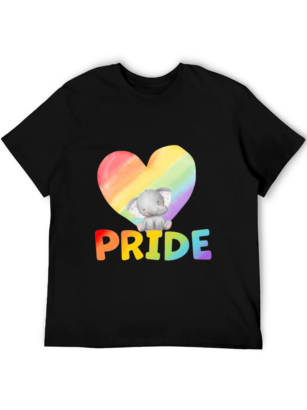 Pride Elephant Heart Graphic Tee - Black