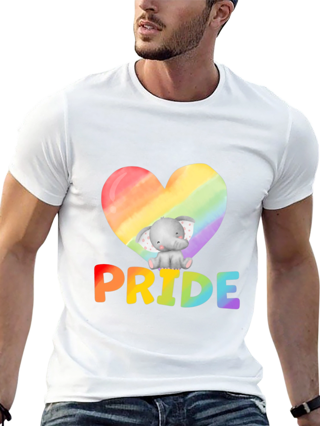 Pride Elephant Heart Graphic Tee - Black