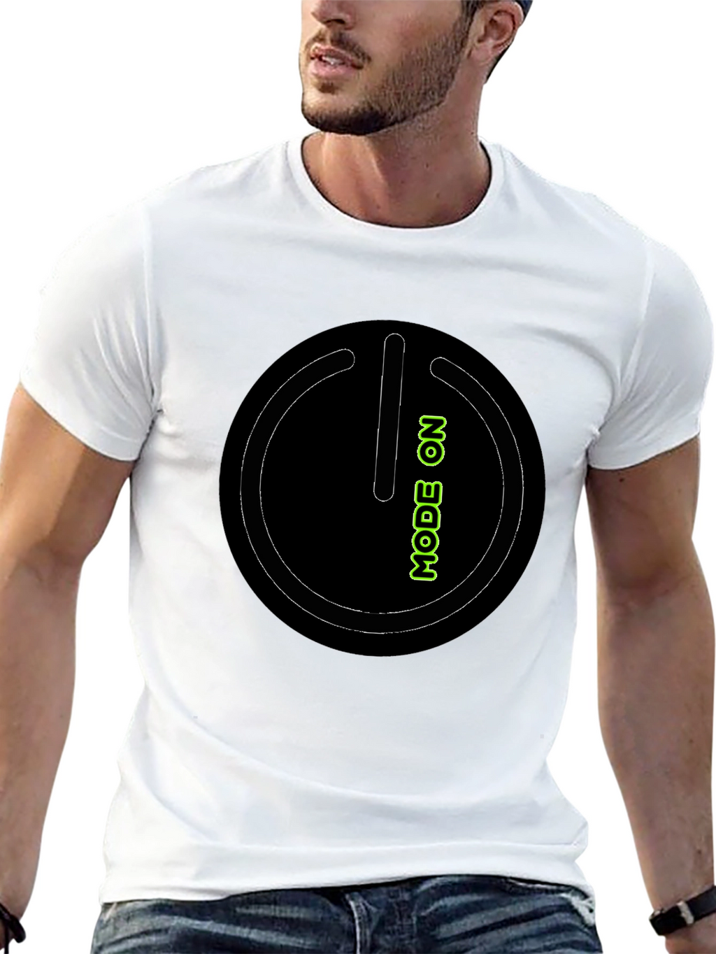 Mode On Black Graphic Tee