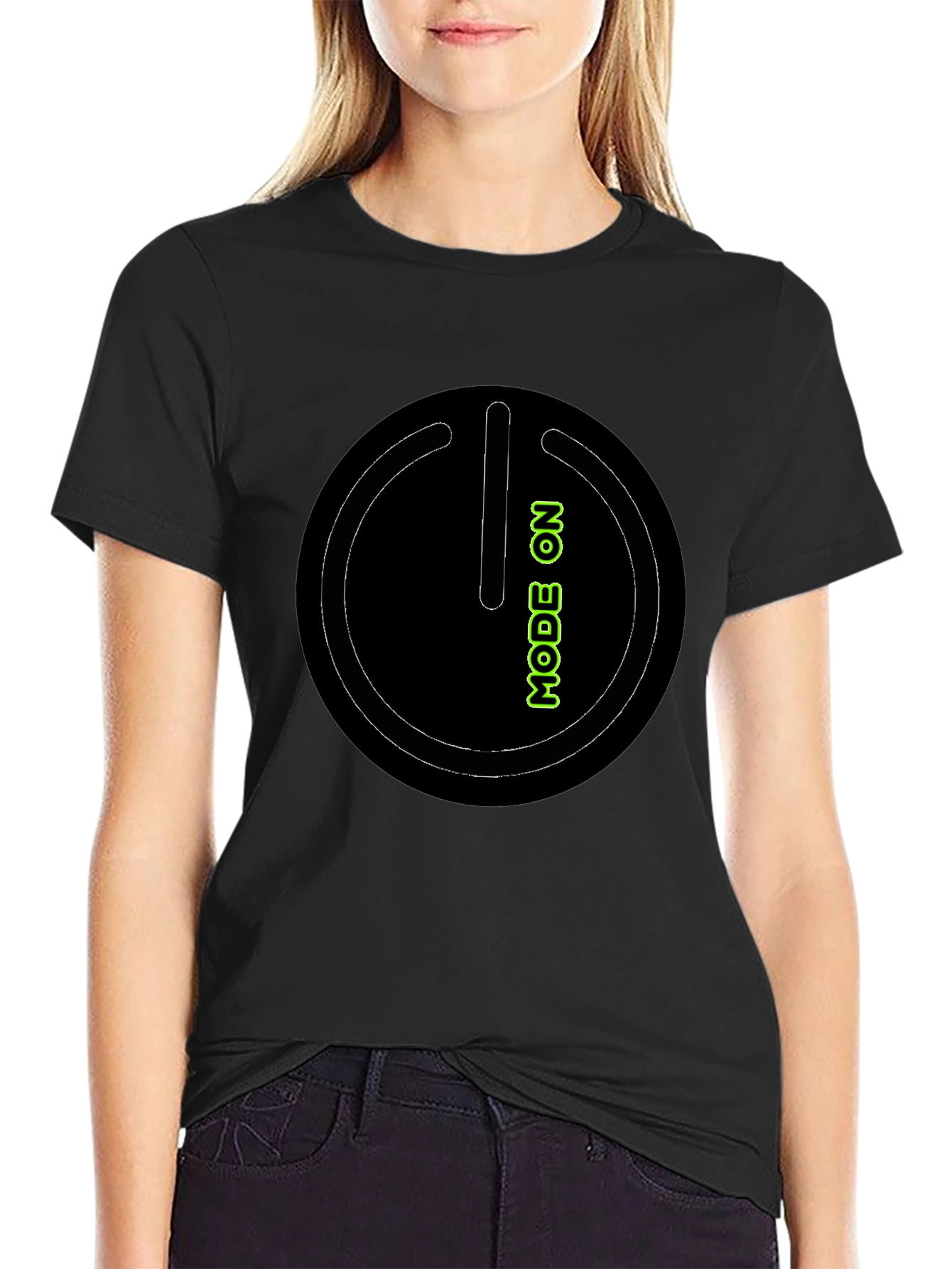 Mode On Black Graphic Tee