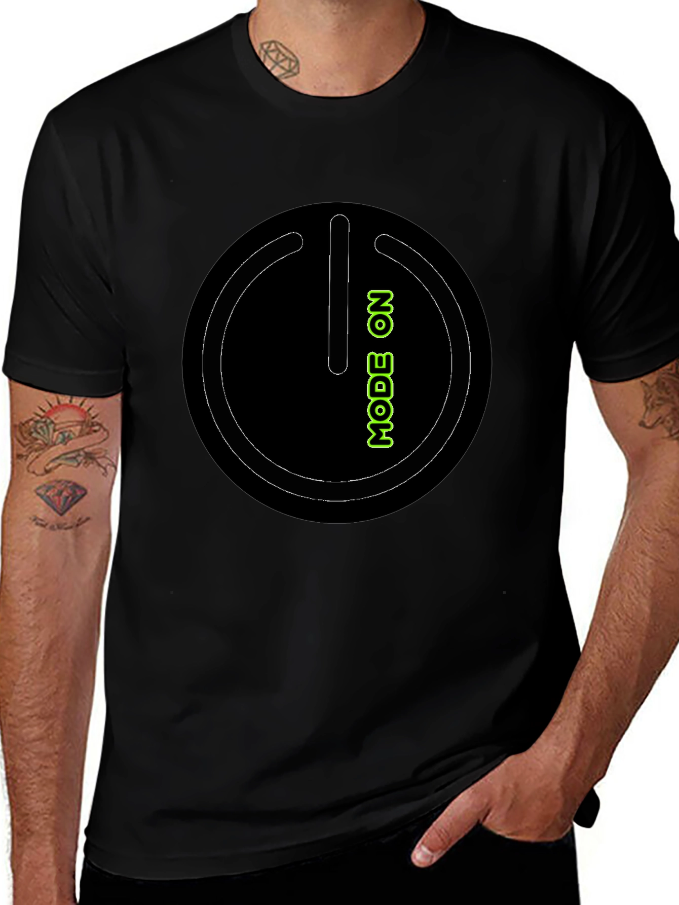 Mode On Black Graphic Tee