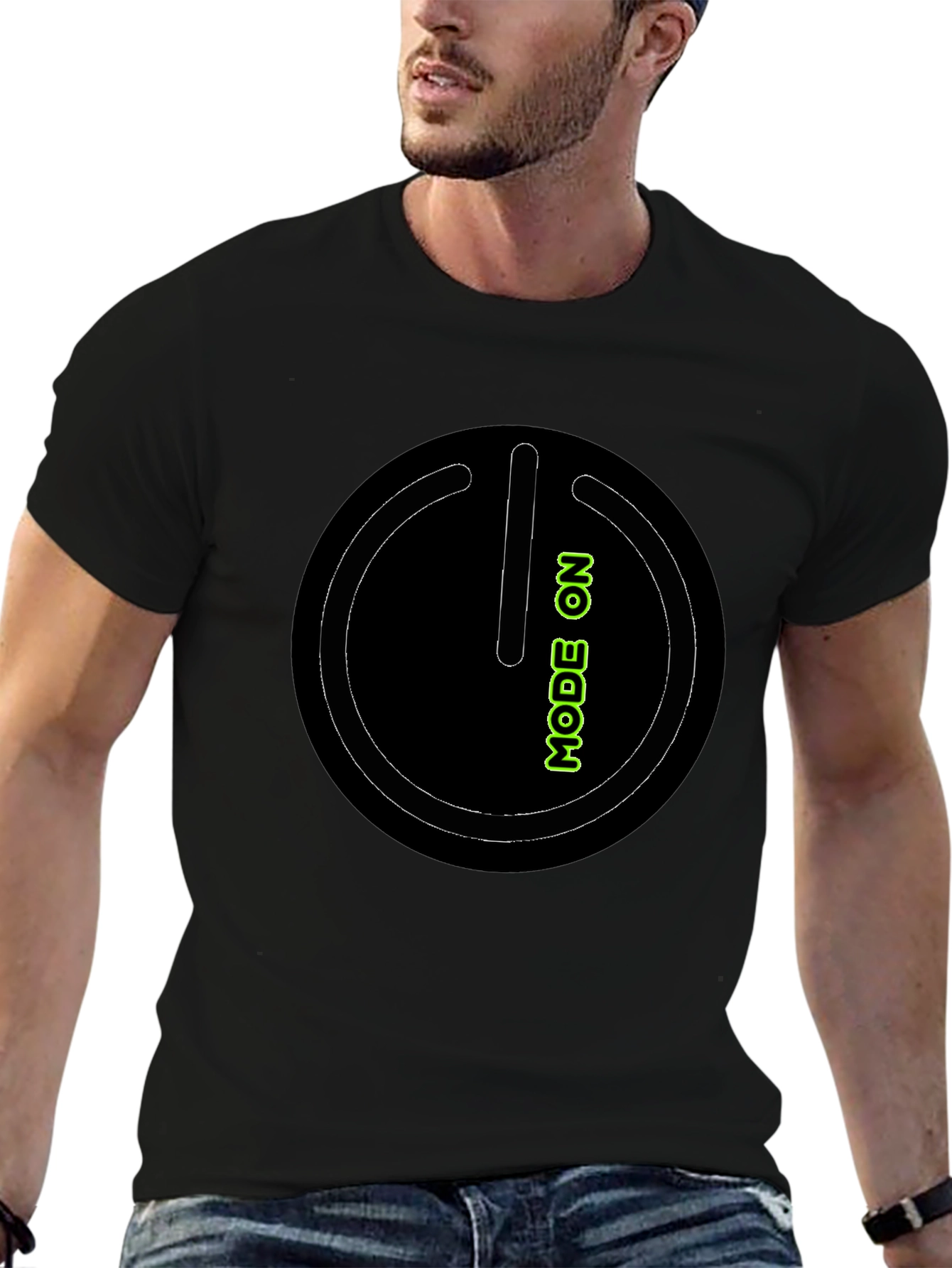 Mode On Black Graphic Tee