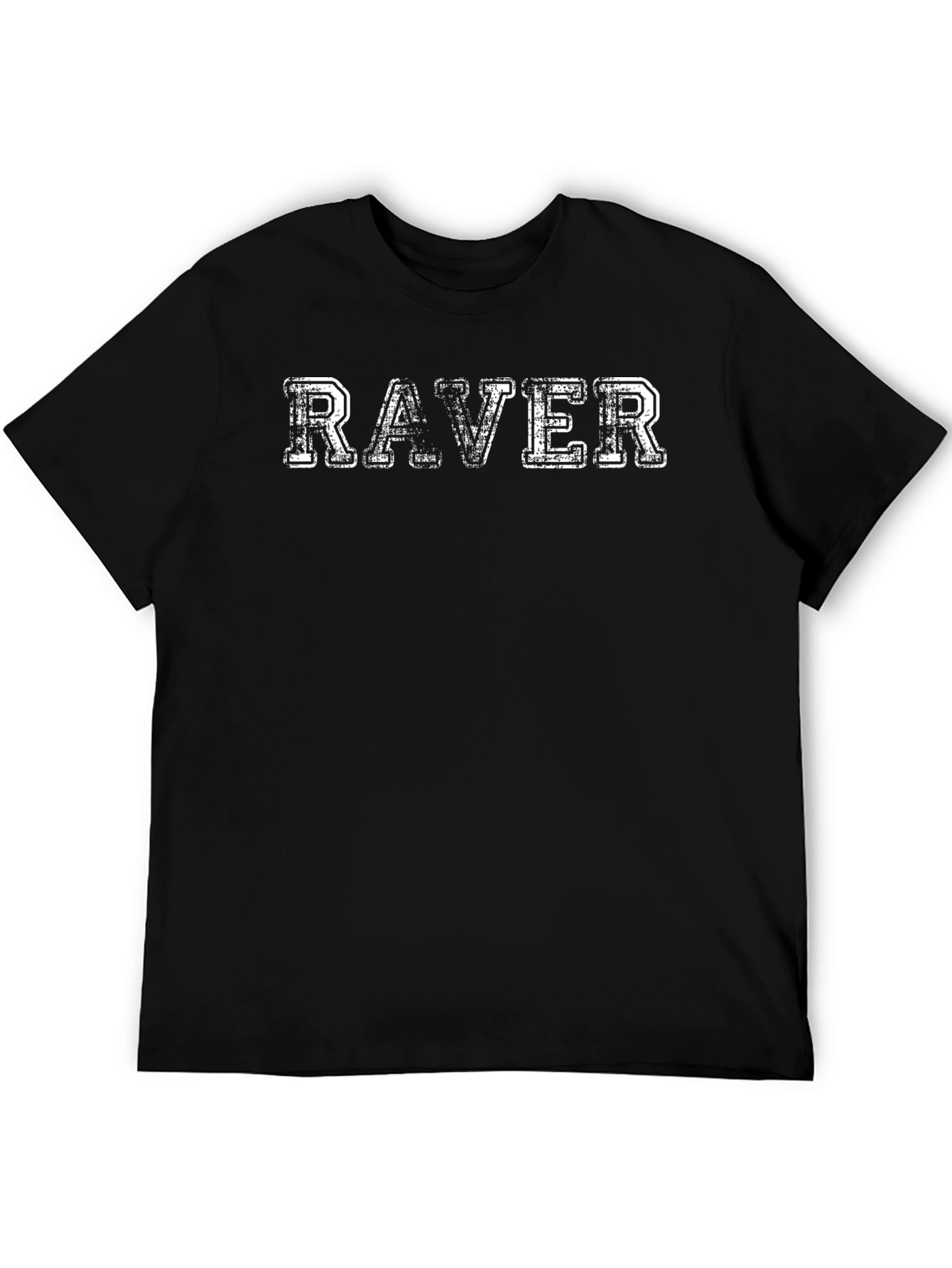 Distressed RAVER Graphic Black T-Shirt