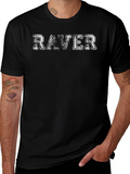 Distressed RAVER Graphic Black T-Shirt