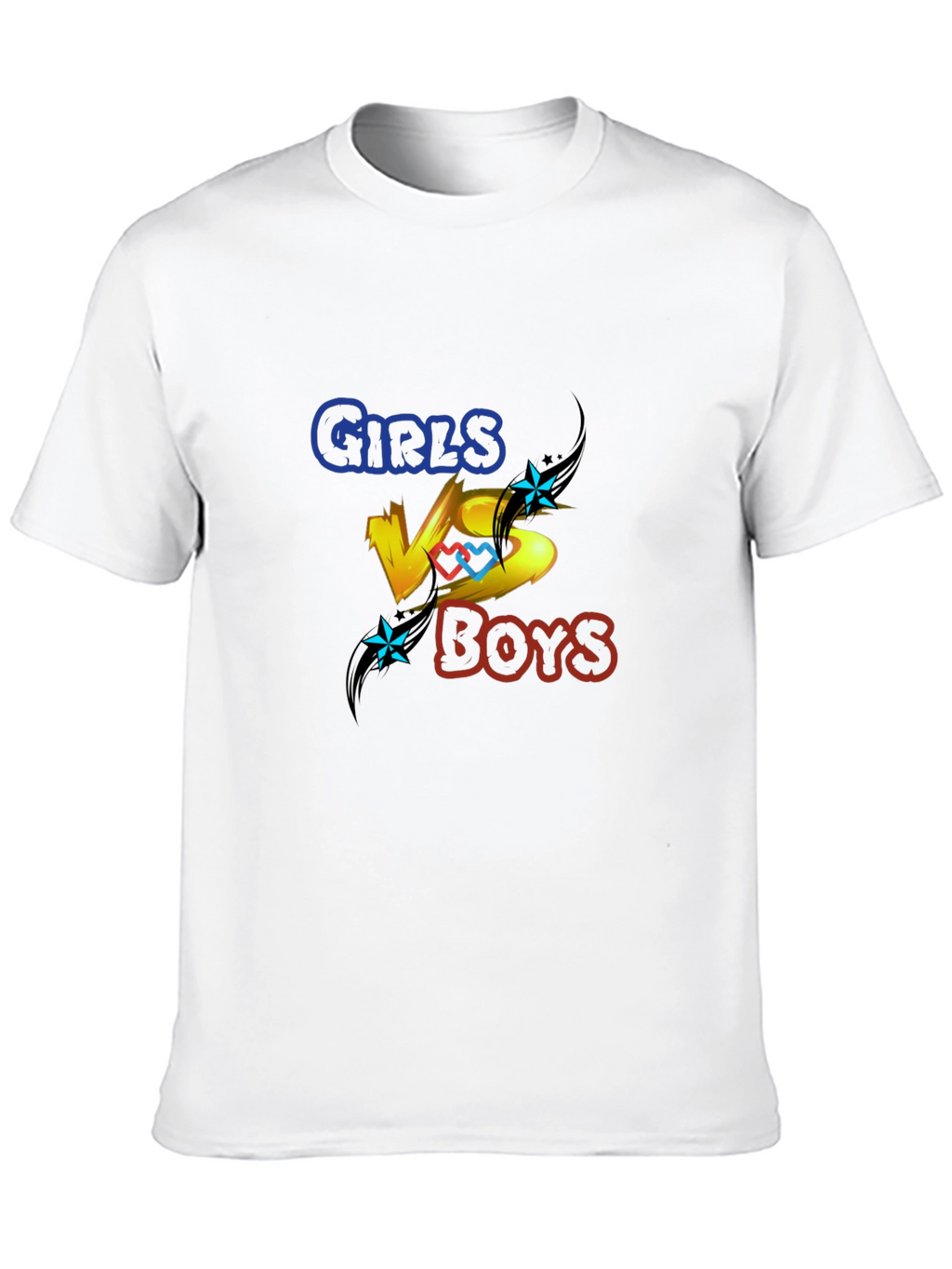 Girls vs Boys Graphic Print Crew Neck T-Shirt