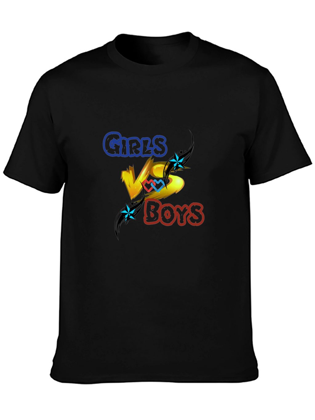 Girls vs Boys Graphic Print Crew Neck T-Shirt