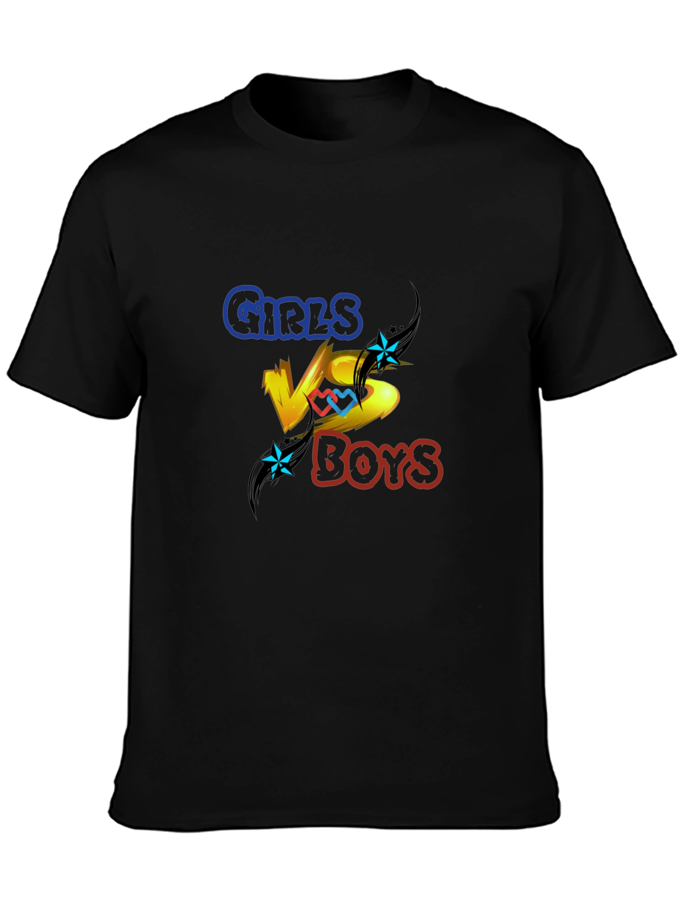Girls vs Boys Graphic Print Crew Neck T-Shirt